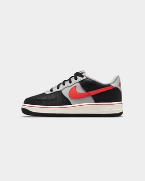 Everyday Look Quiet Ground Nike Kids' Air Force 1 LV8 EMB (GS) Black/Chile Red