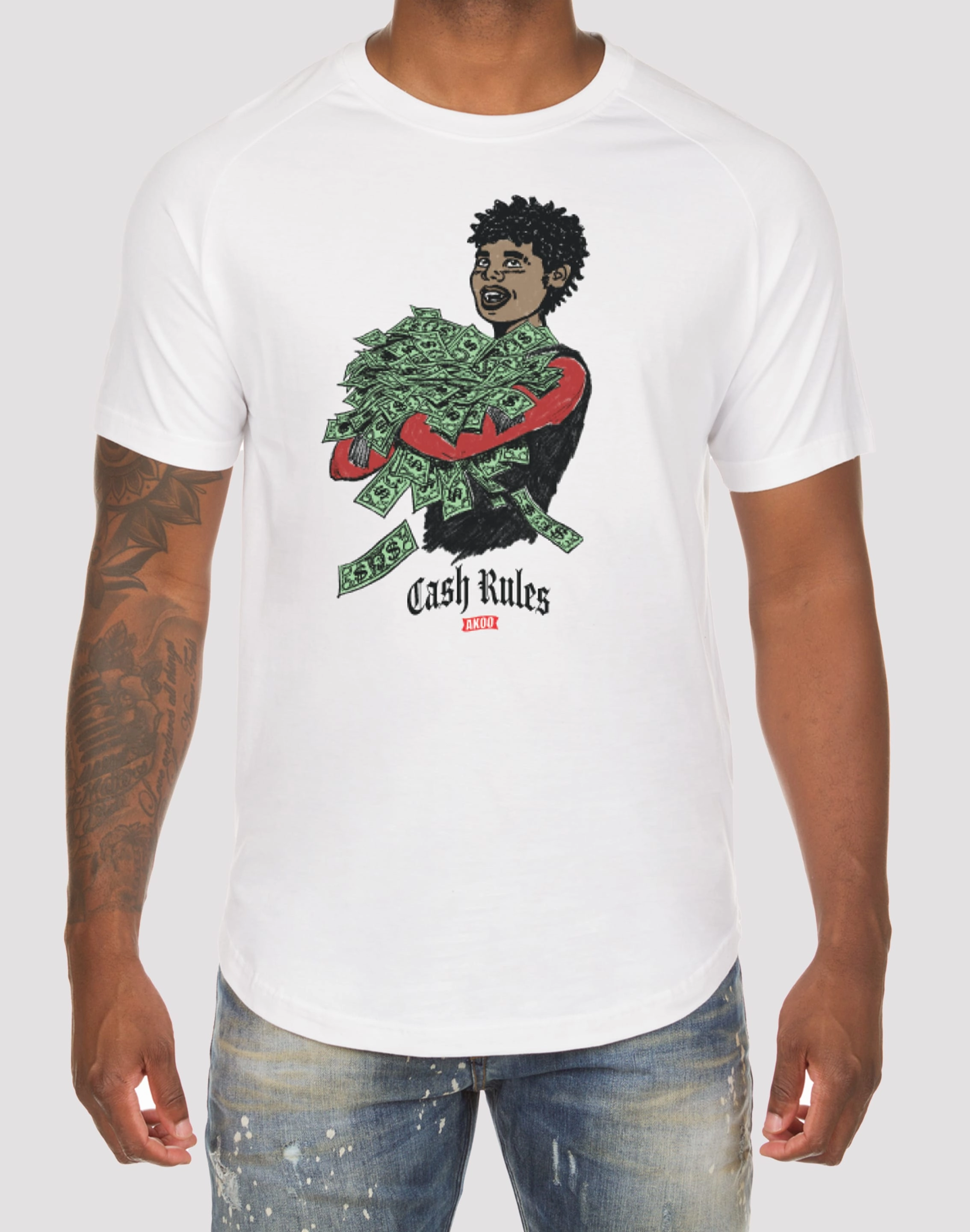 Akoo Cash Rules White Tee moccasins