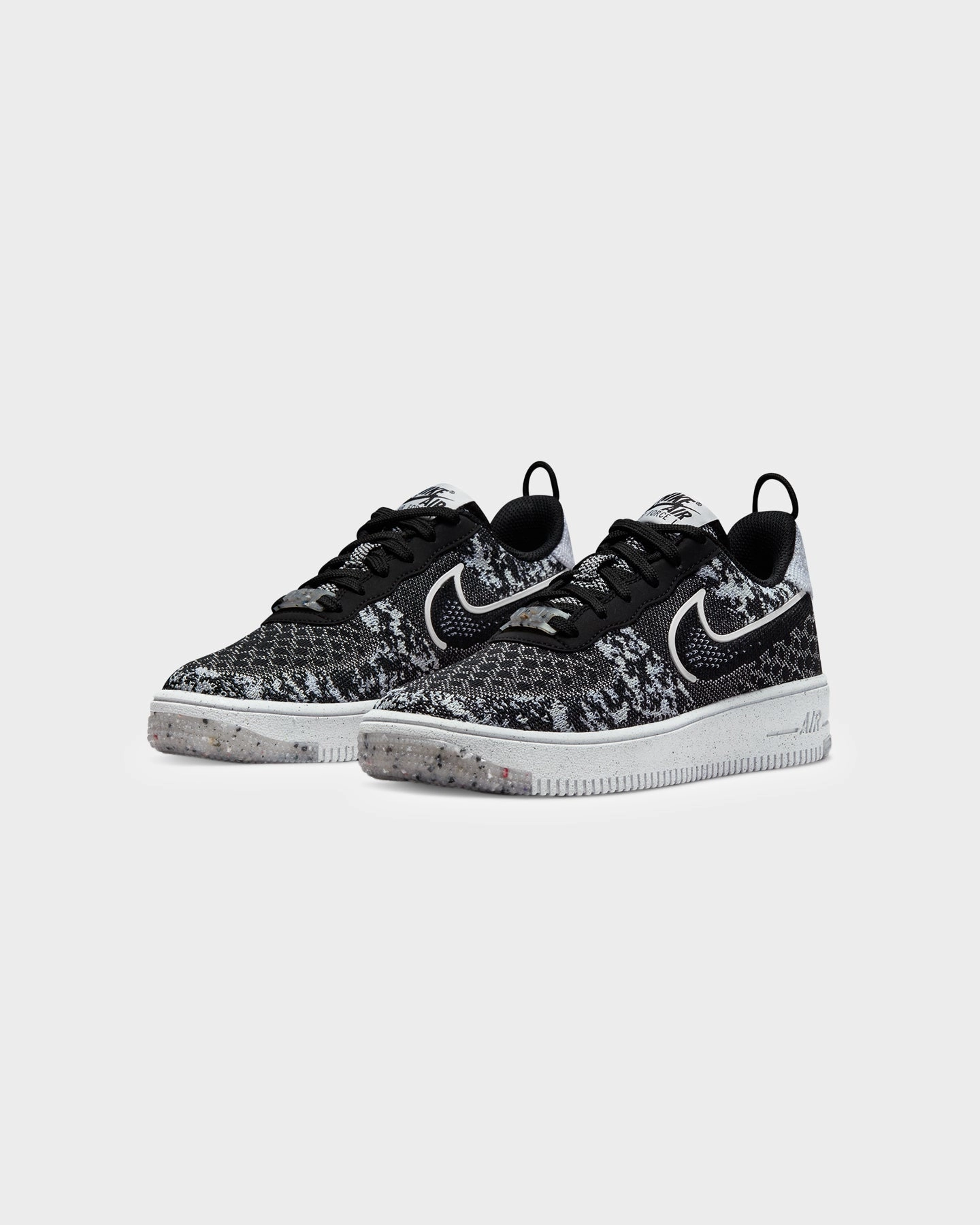 Nike Kids' Air Force 1 Crater Flyknit Next Nature (GS) Black/Black Durable rubber sole Balance Sole