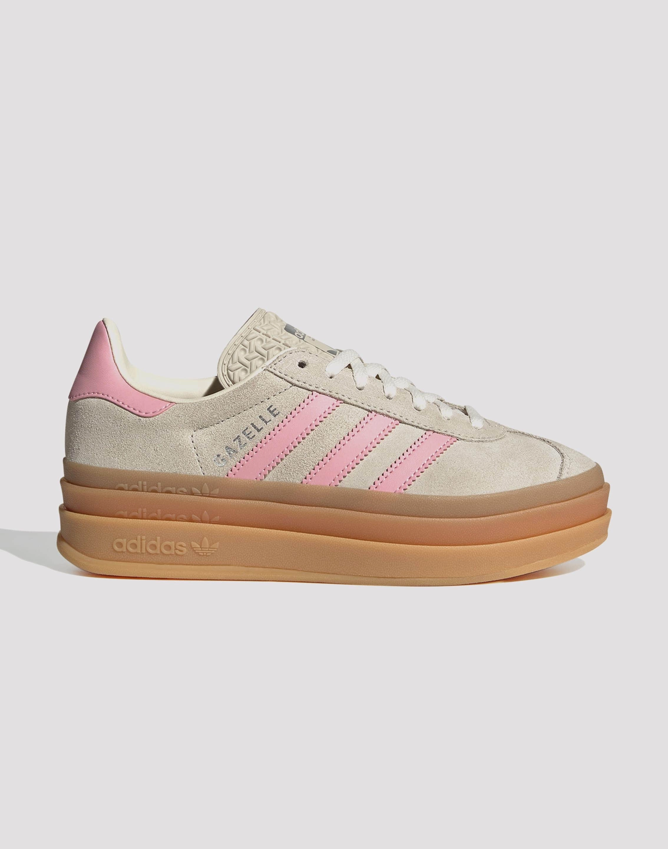 Adidas Originals Gazelle Bold Grade School Girls' "Wonder Alumina/Semi Pink Spark/Cream White" Asymmetrical Lace Guides
