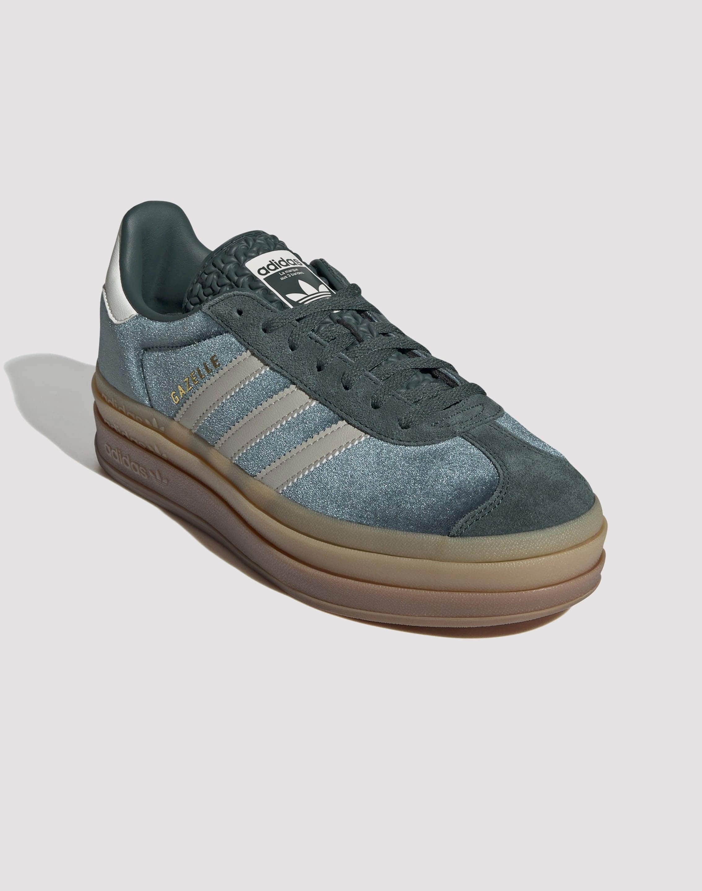 Stylish Look Durable Stitching Adidas Originals Gazelle Bold "Mineral Green/Putty Grey"