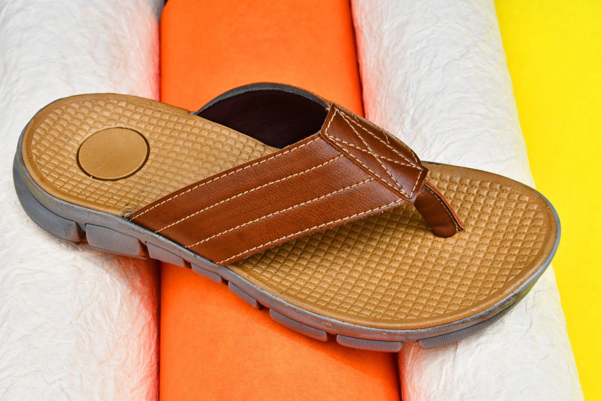 AM PM Genuine Leather Men's Daily Wear Slippers Right