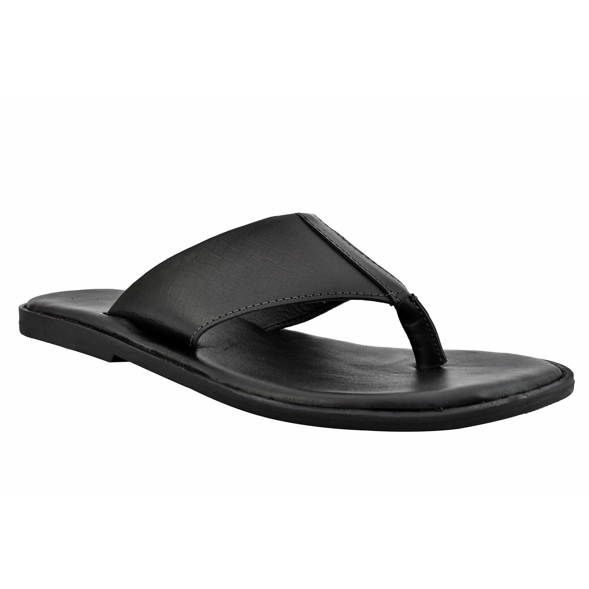 Stretchable Microfiber Covering AM PM Genuine Leather Men's Daily Wear Slippers