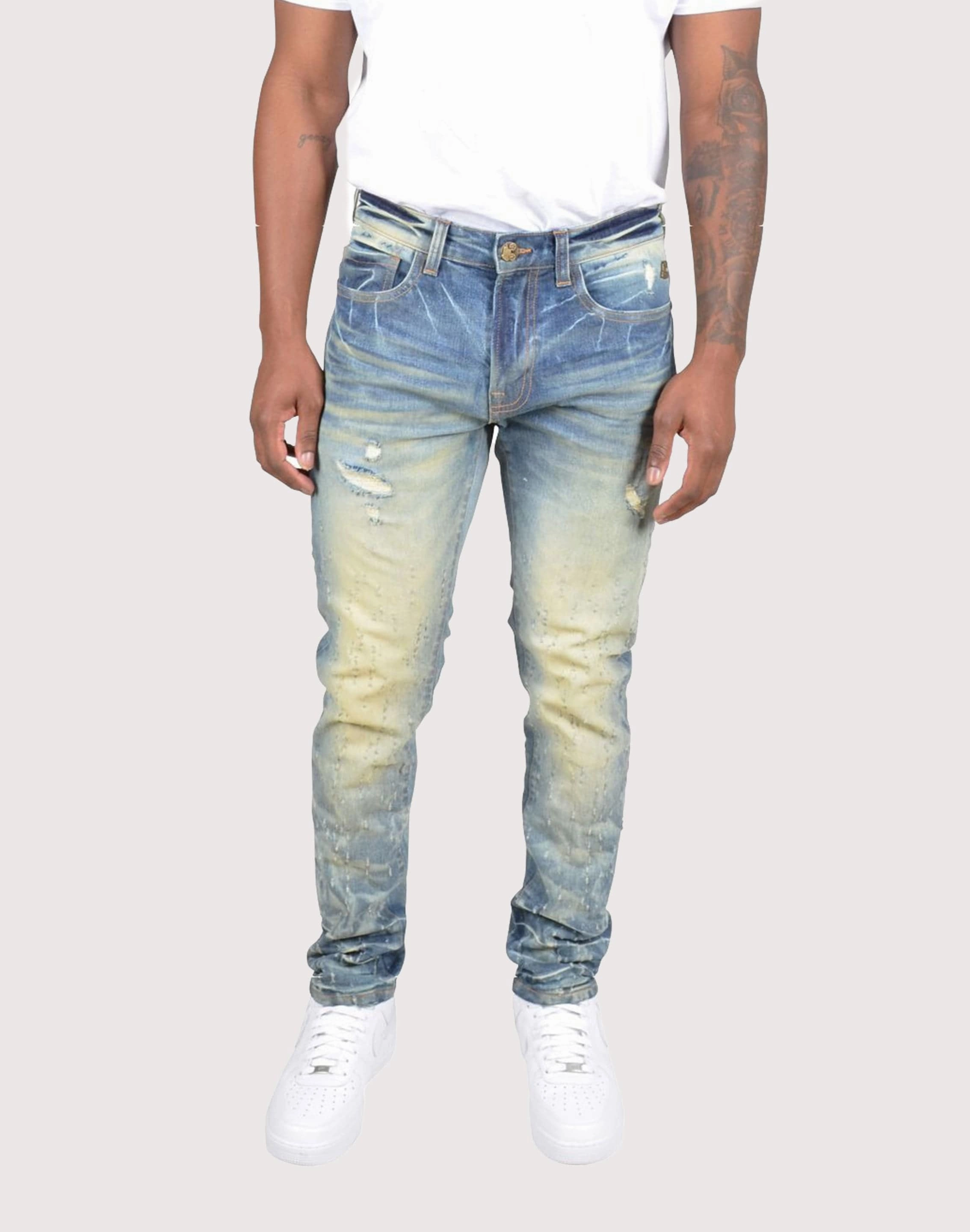 junior - style Comfortable fit Grindhouse Vintage Tinted Slim Fit Scratched Denim Jeans