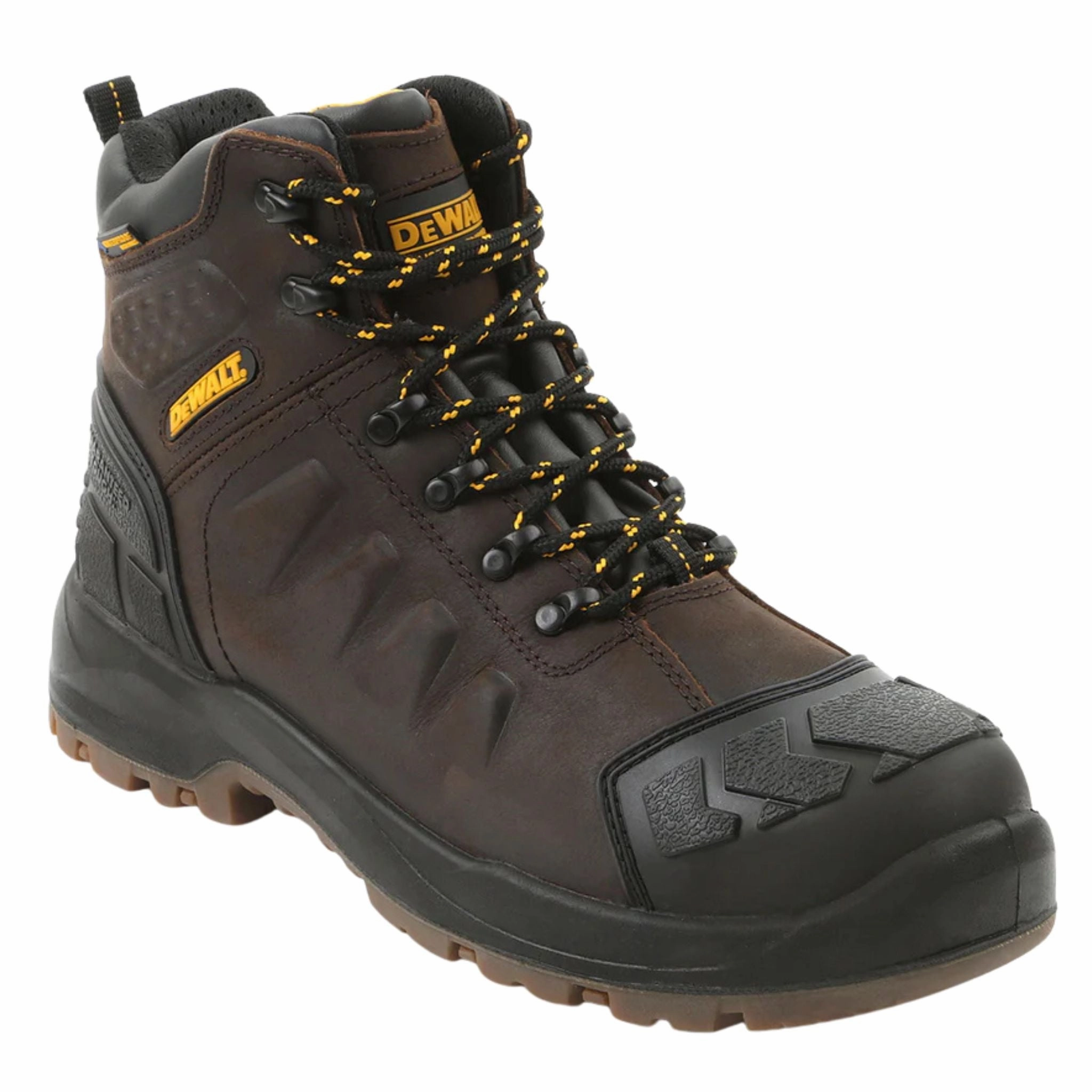 Anti   Microbial DEWALT Men's DXWP10051 Hadley Brown Waterproof Steel Safety Toe Work Boots (EXTRA WIDE) Waffle Traction Outsole Sleek Silhouette