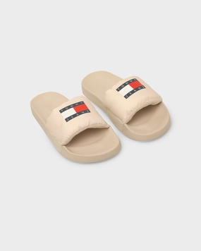 Tommy Jeans Women's Padded Pool Slide Stony Beige Flex groove