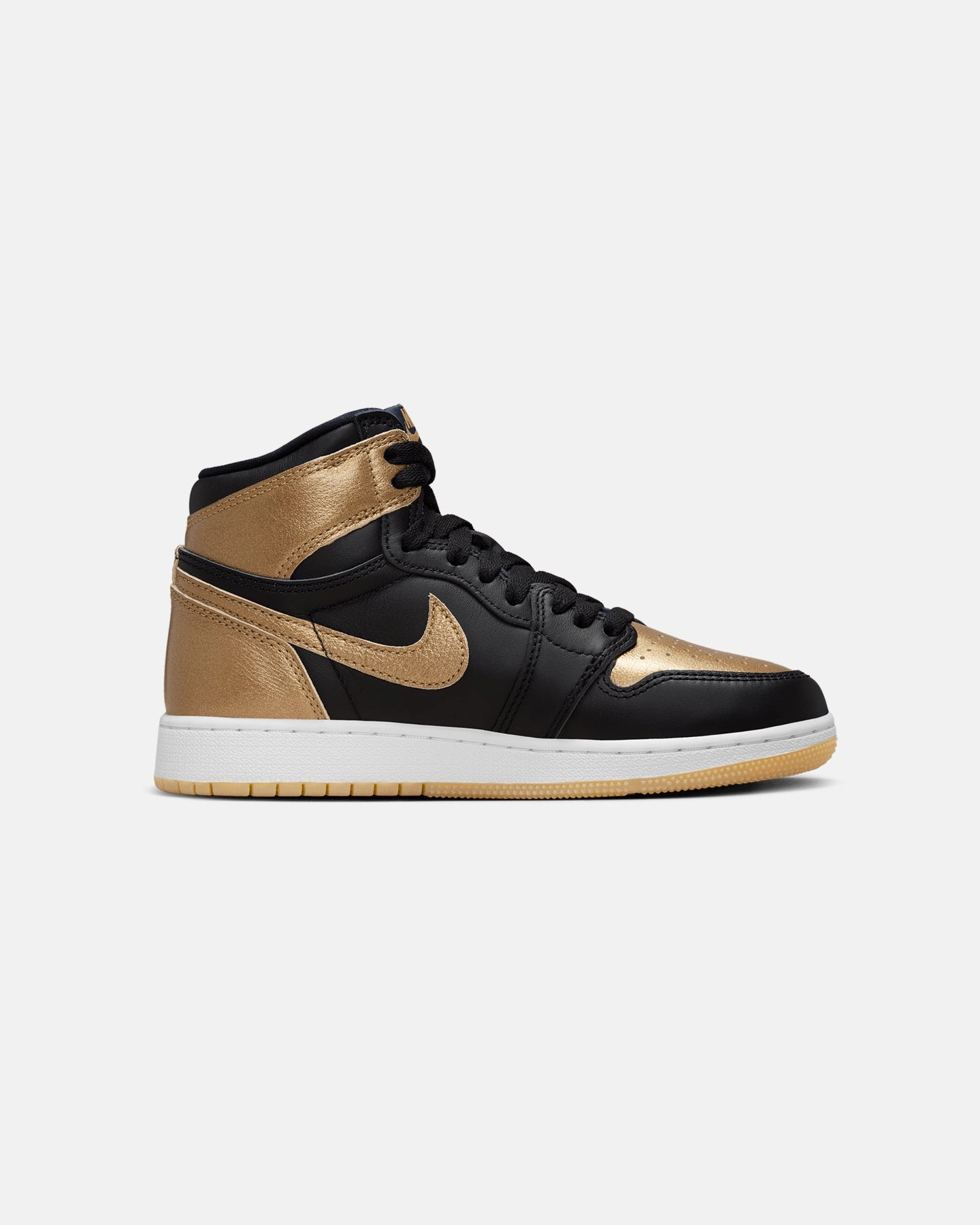 Elastic Strap Thermoregulating Jordan Kids' Air Jordan 1 High OG  (GS)"Metallic Gold" Black/Metallic