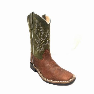 BOYS SQUARE TOE POCONO WESTERN BOOTS GREEN UPPER 388-30K-CTR hypoallergenic ShockAbsorbing