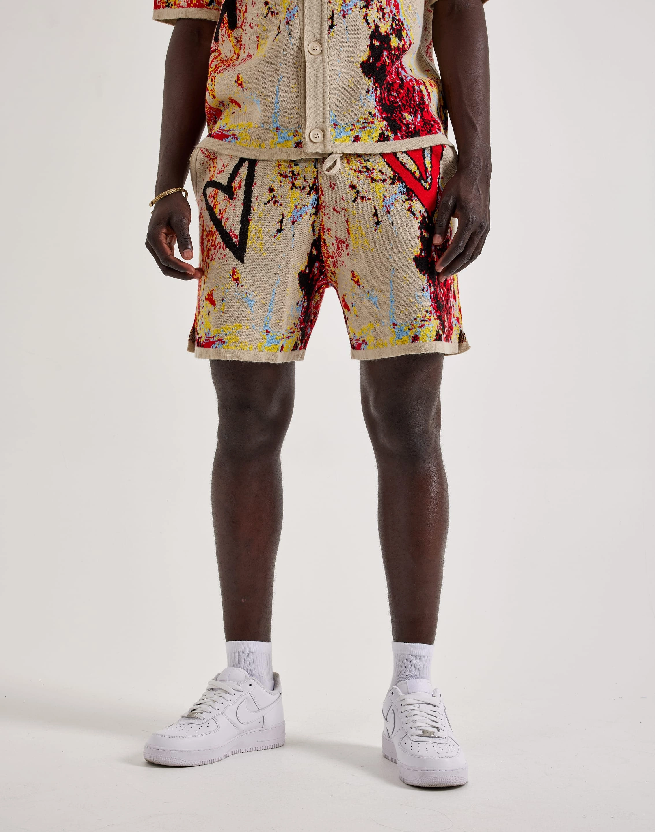 Chapter By Kohli Heart Paint Splatter Knit Shorts kids - specific functions