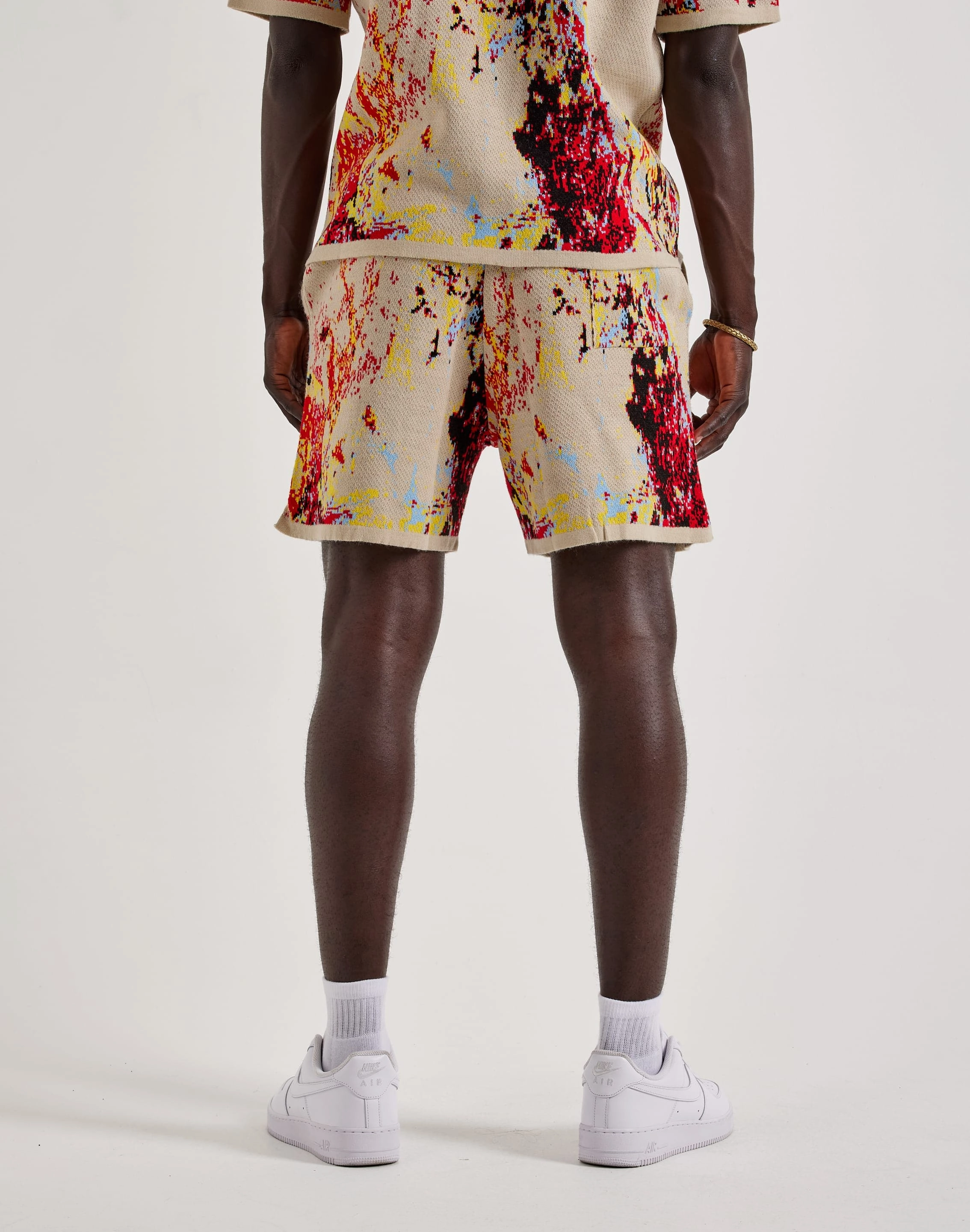 Soft Touch pool shoes Chapter By Kohli Heart Paint Splatter Knit Shorts