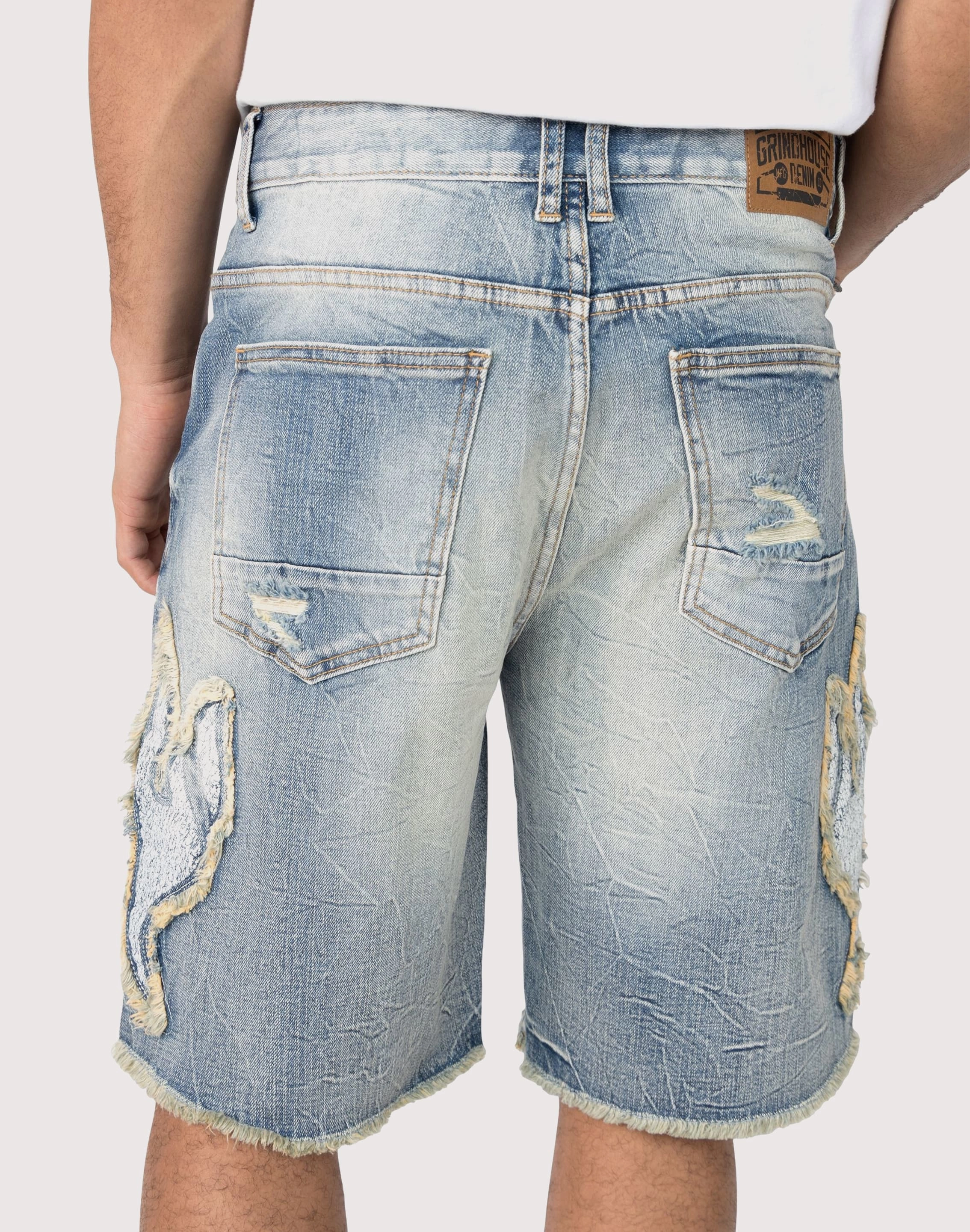 Grindhouse Fray Flame Shorts Eco Friendly Dye Process