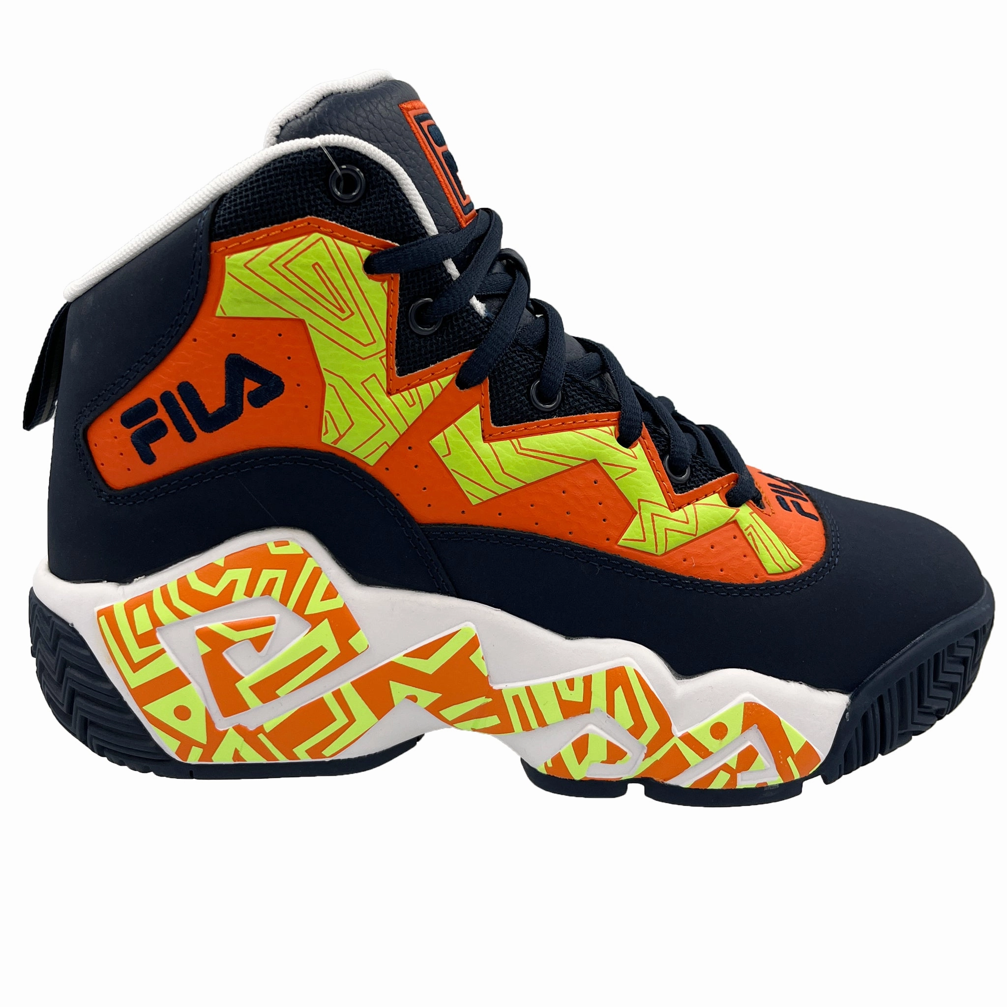 Fila Men's 1BM01749-423 MB Jamal Mashburn Navy Orange Yellow Retro Basketball Shoes Breathable mesh design