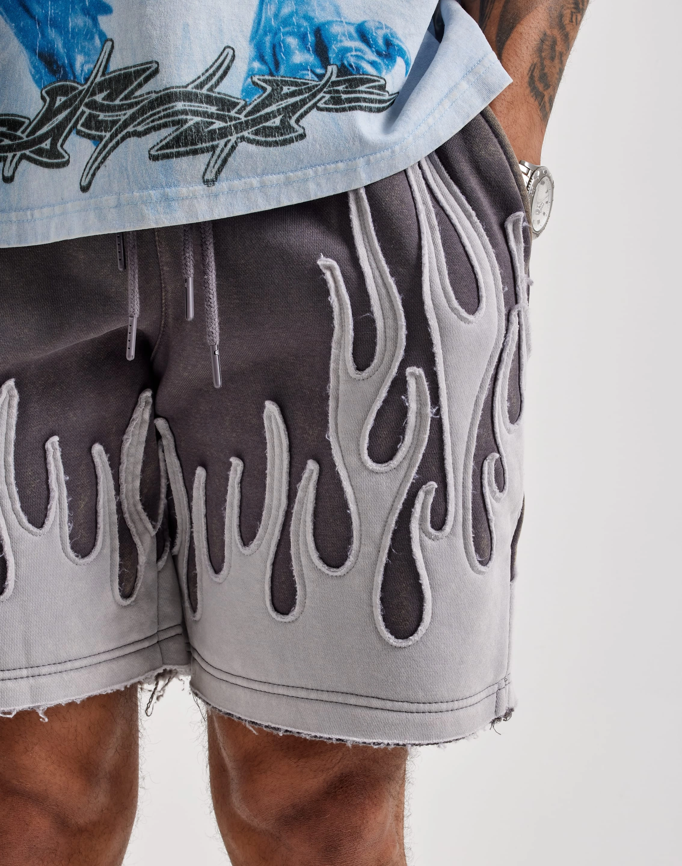 Smoke Rise Flame Fleece Shorts Fashion-Forward Look