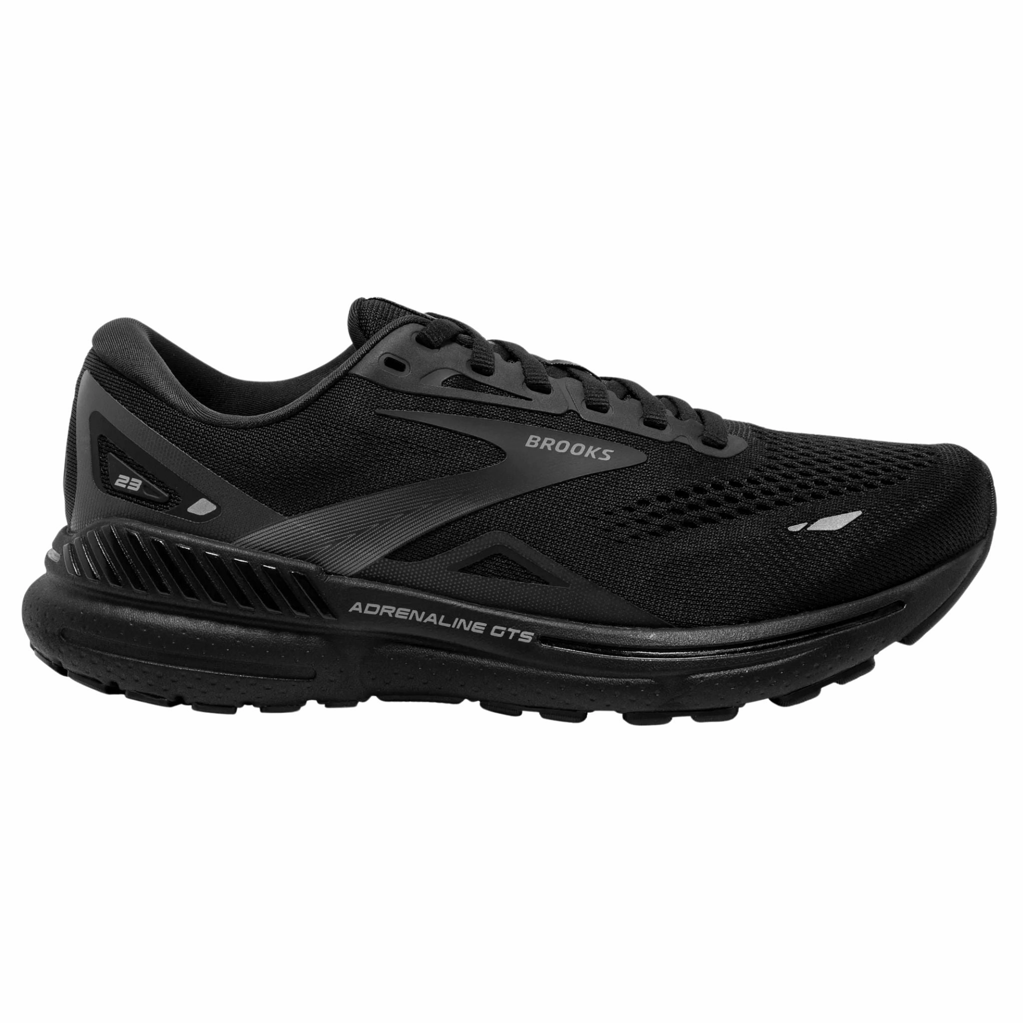 Brooks Men's 110391 020 Adrenaline GTS 23 Black Black Ebony Cushion Support Running Shoes Glam stability Abrasion Resistant Panels