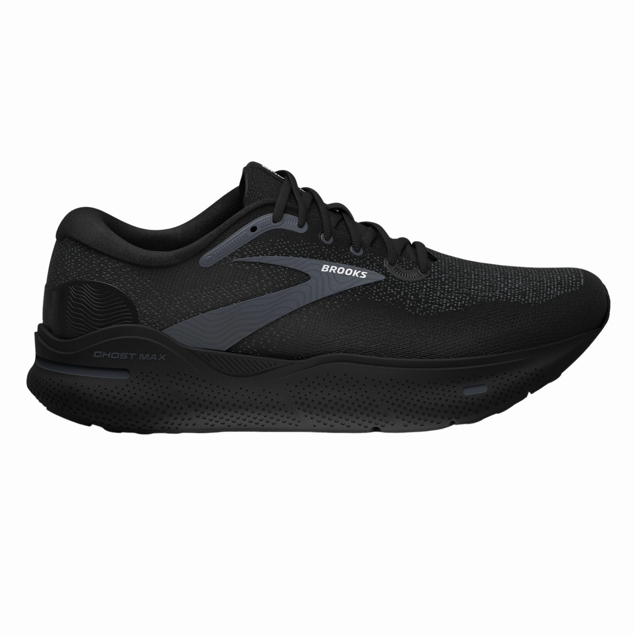 Brooks Men's 110406 020 Ghost Max Black Black Ebony Cushion Neutral Running Shoes Perforated Tongue Design Tailored ease
