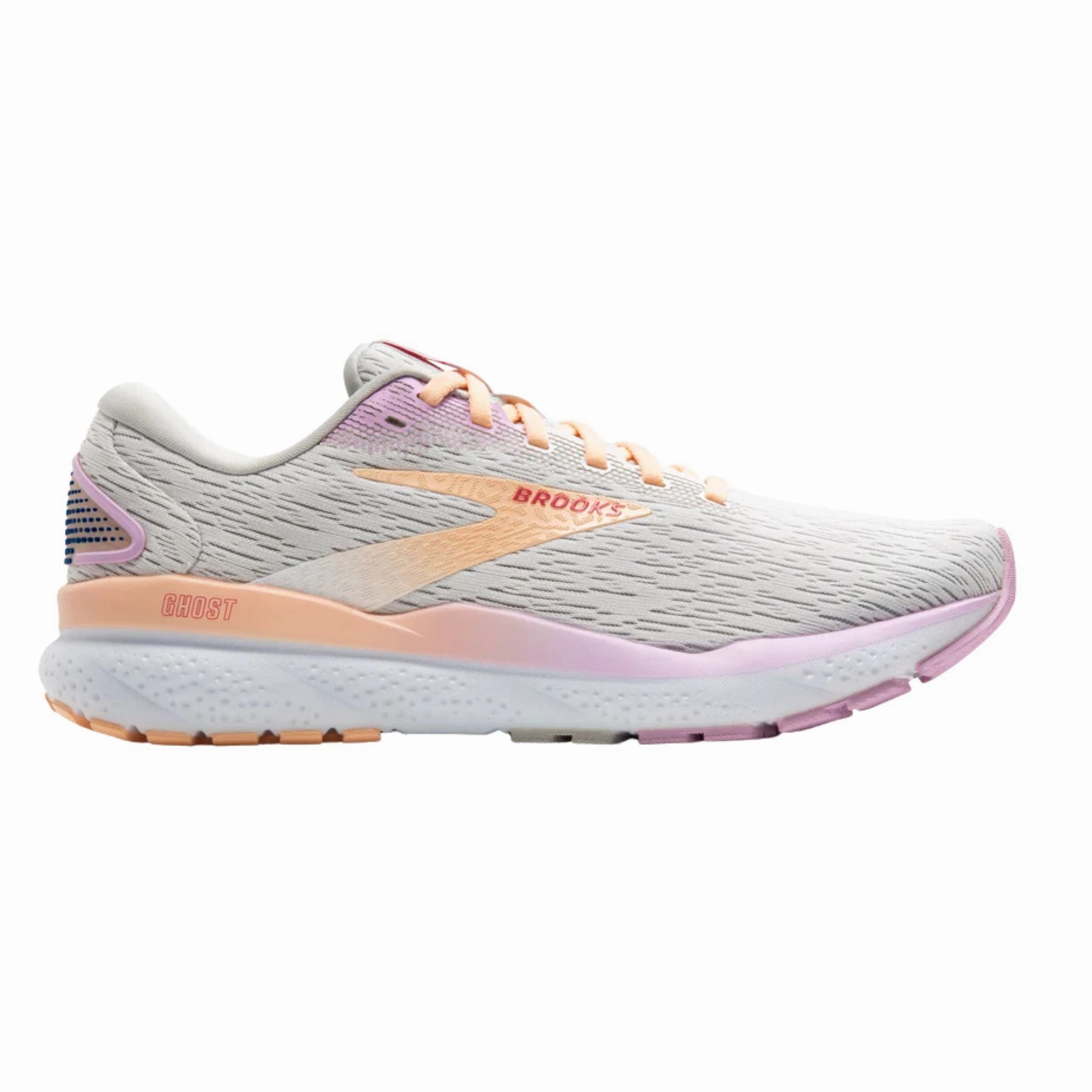 Flexible Chassis All Day Comfort Padding Brooks Women's 120407 186 Ghost 16 White Grey Orchid Cushion Support Running Shoes