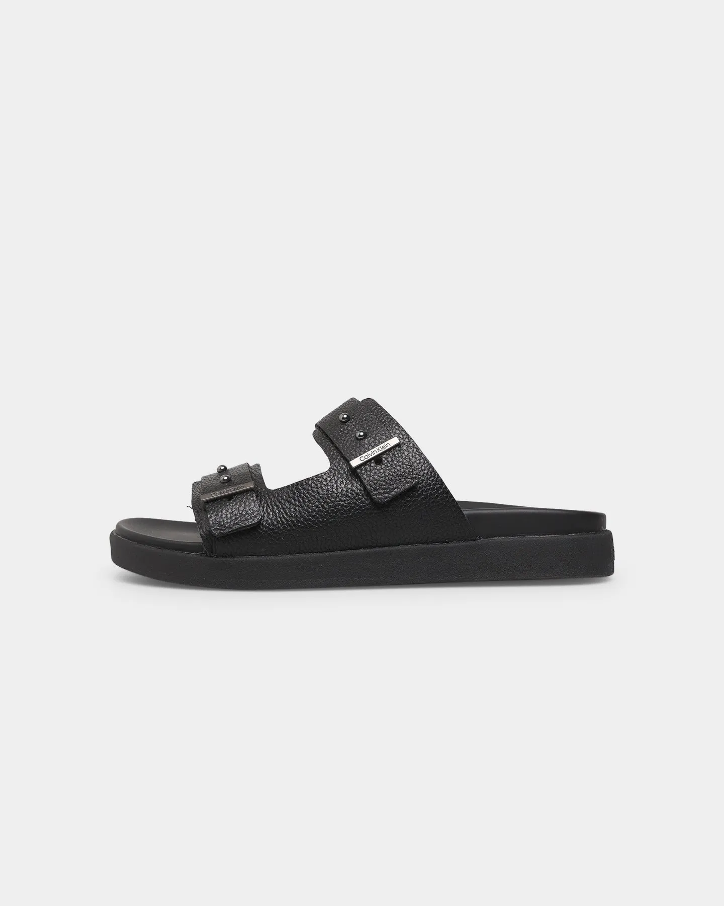 Calvin Klein Leather Sandals CK Black Anti Friction Collar
