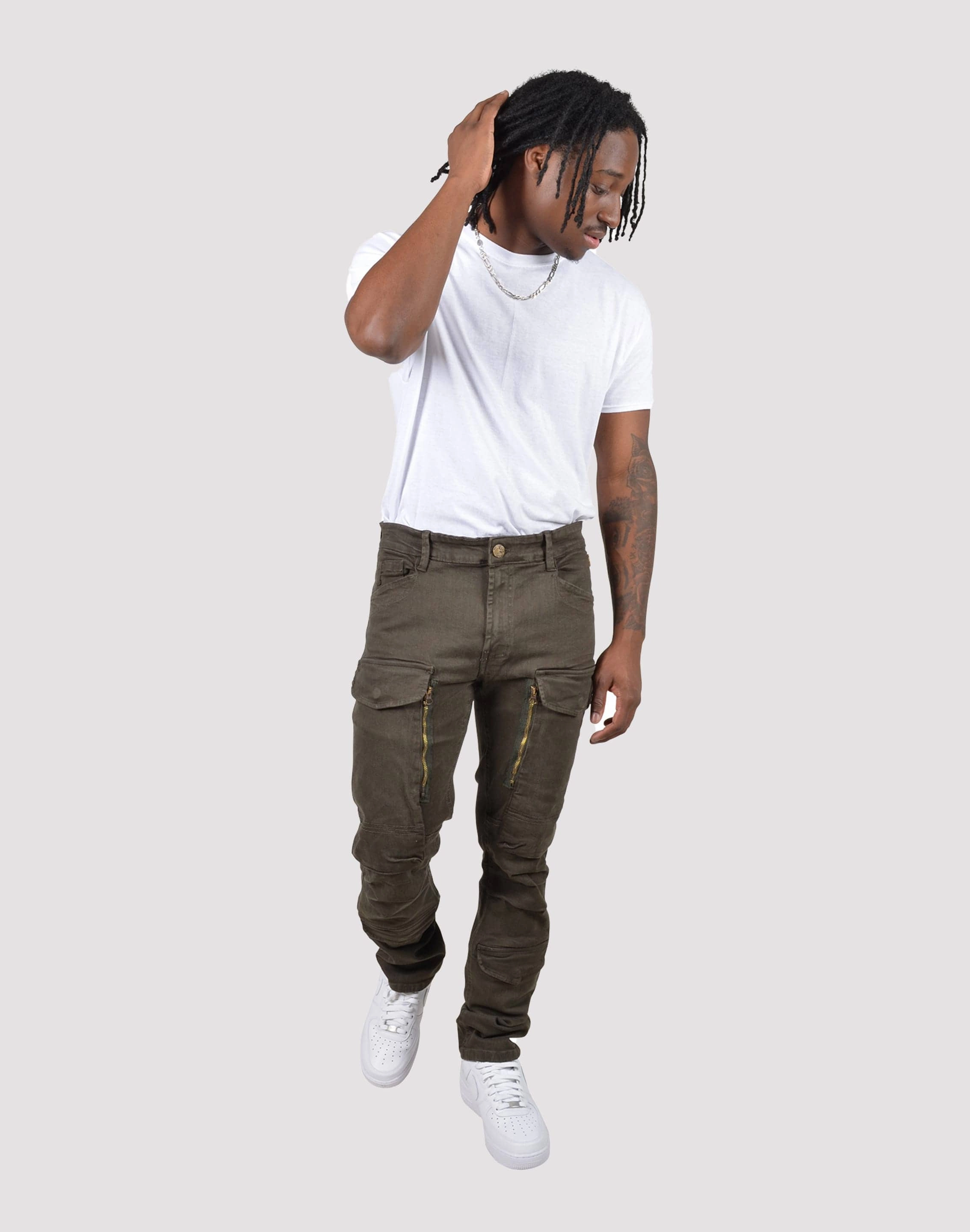 Grindhouse Twill Front Cargo Log Zip Pants strap - on style