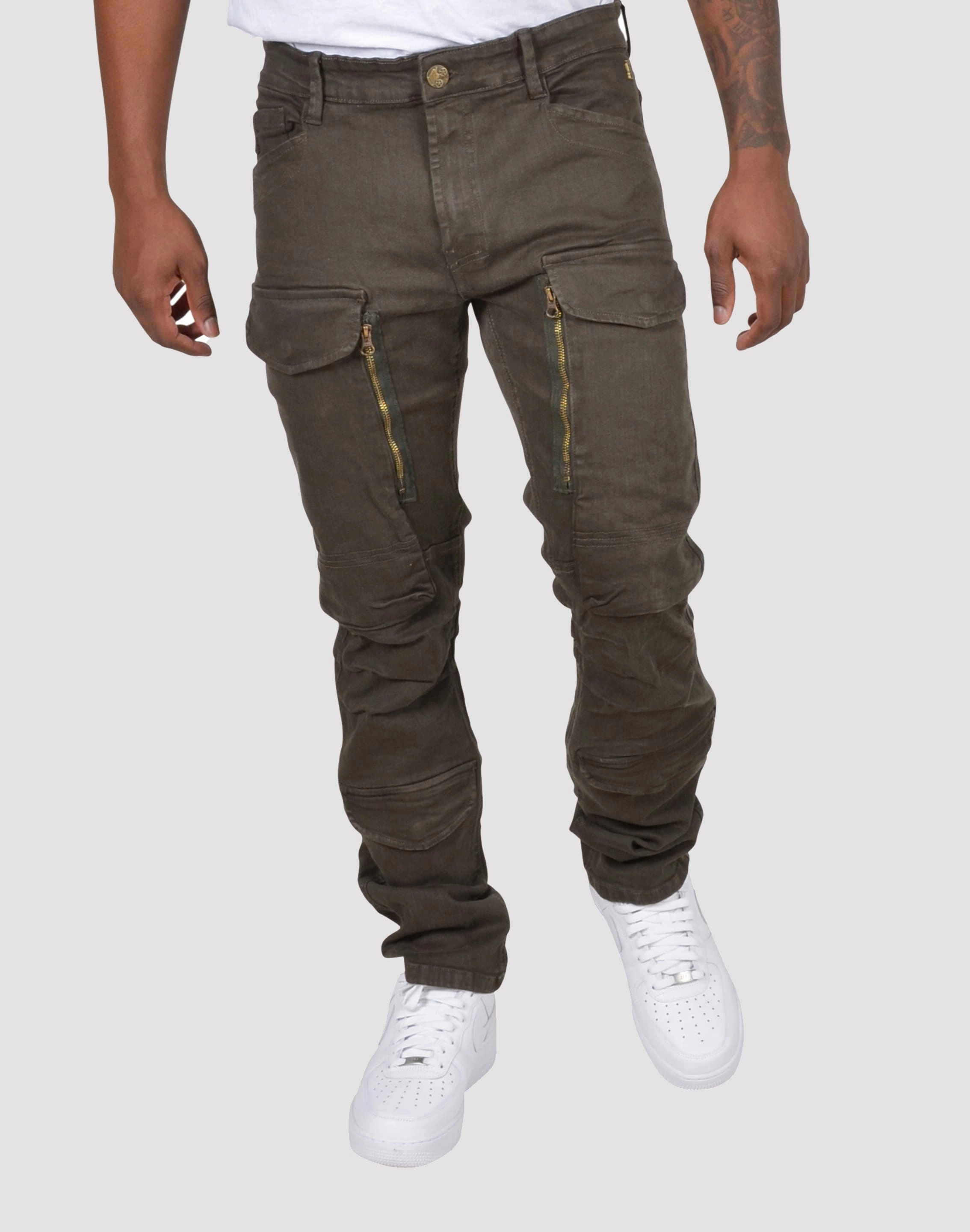 bodybuilders' stability Eco Friendly Construction Grindhouse Twill Front Cargo Log Zip Pants