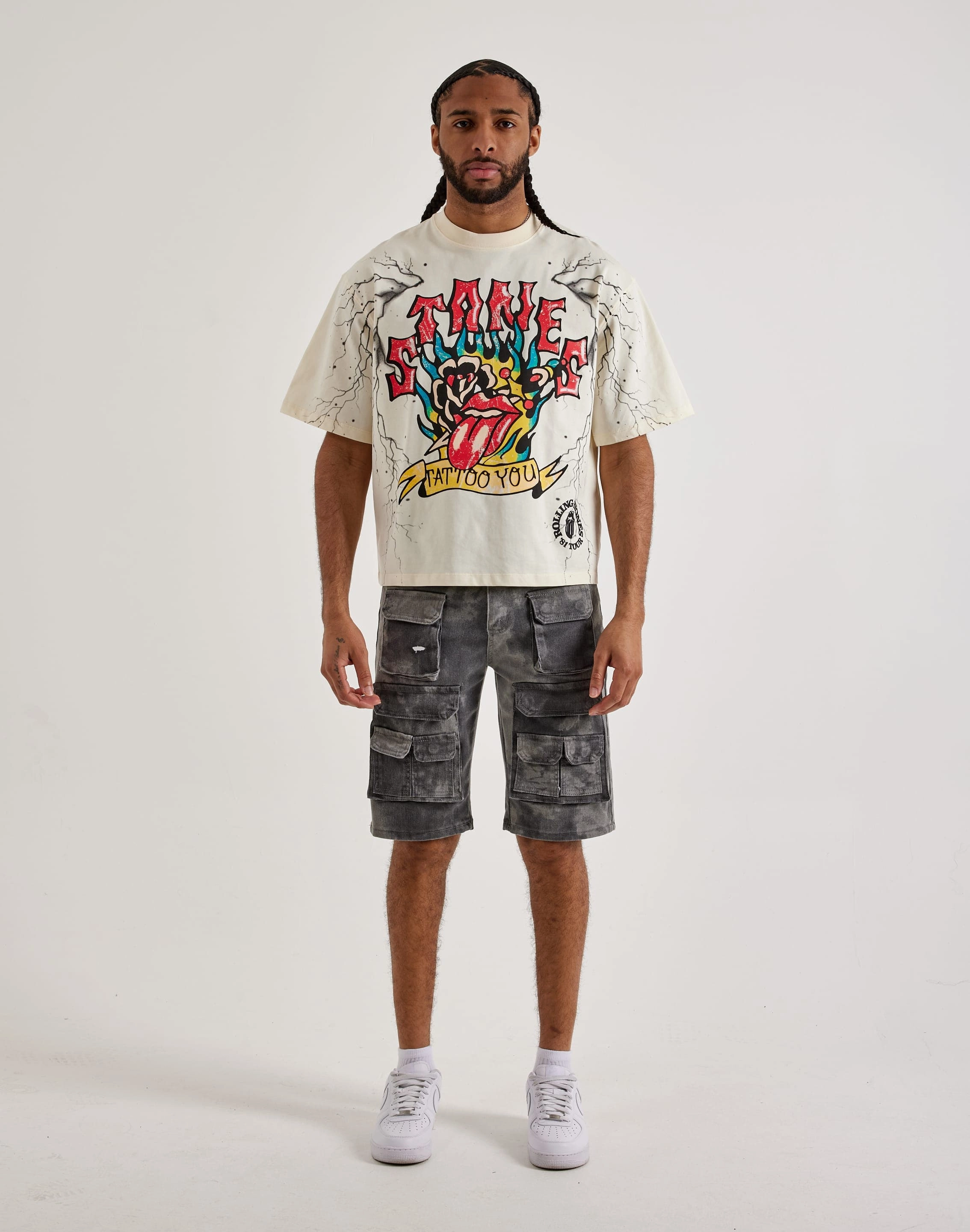 Breathable Design Weather Resistant Upper Central Mills Rolling Stones Cropped Tee