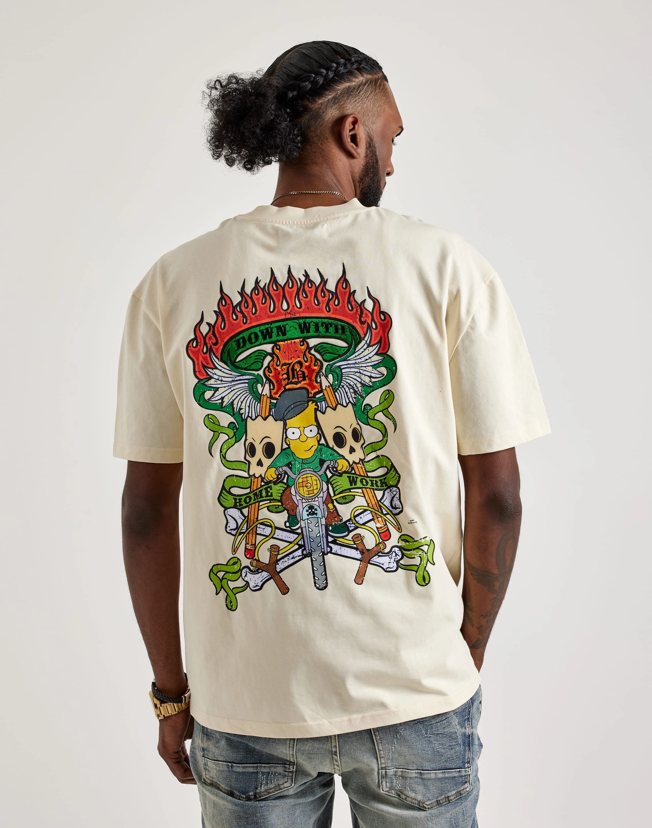 Central Mills The Simpsons Down With Homework Tee Casual Elegance Torsion Adaptive Plate