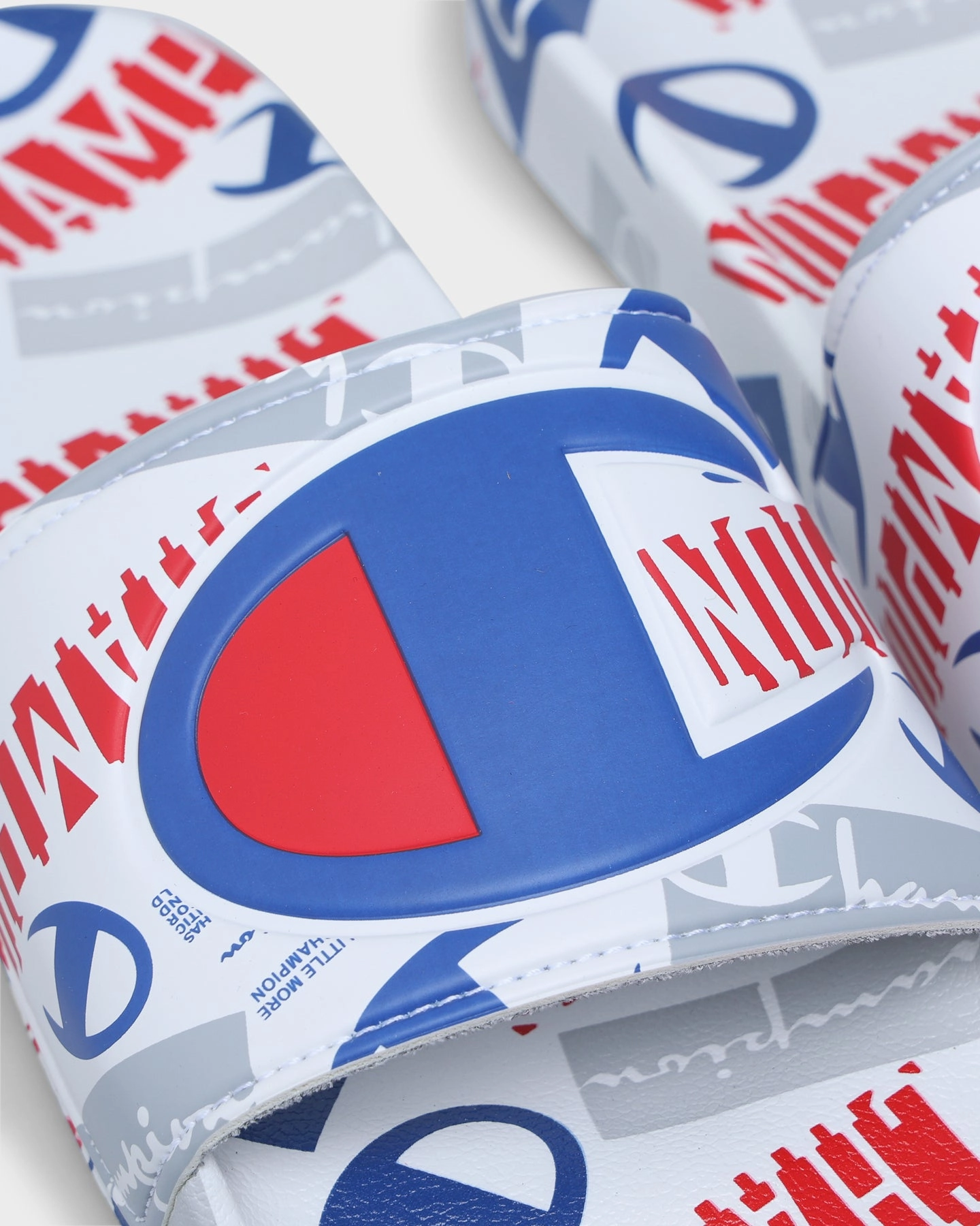 Sturdy Heel Counter Tailored durability Champion IPO C Logo Slides White/Scarlet