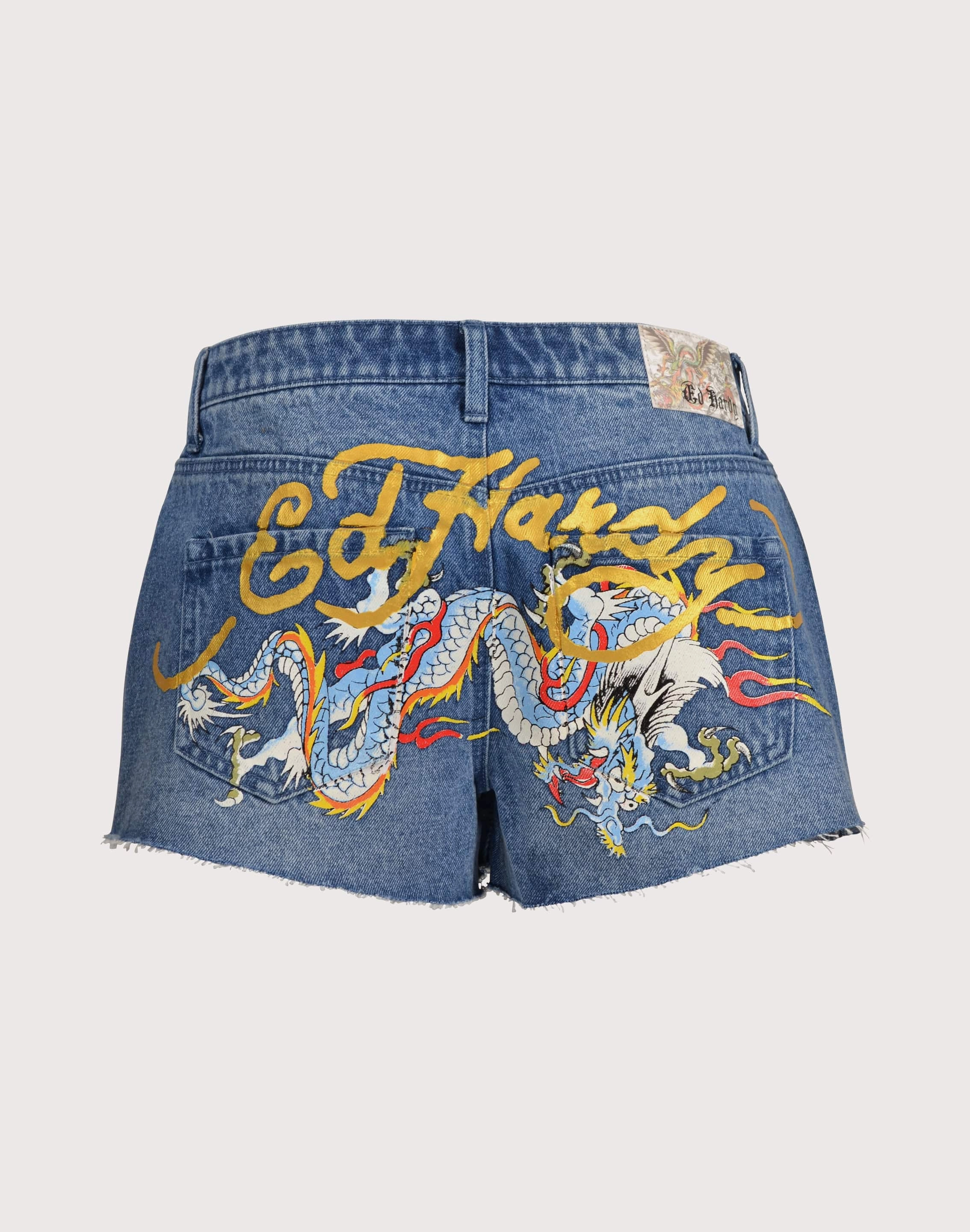 Cushioned durability exciting Ed Hardy Dragon Denim Shorts