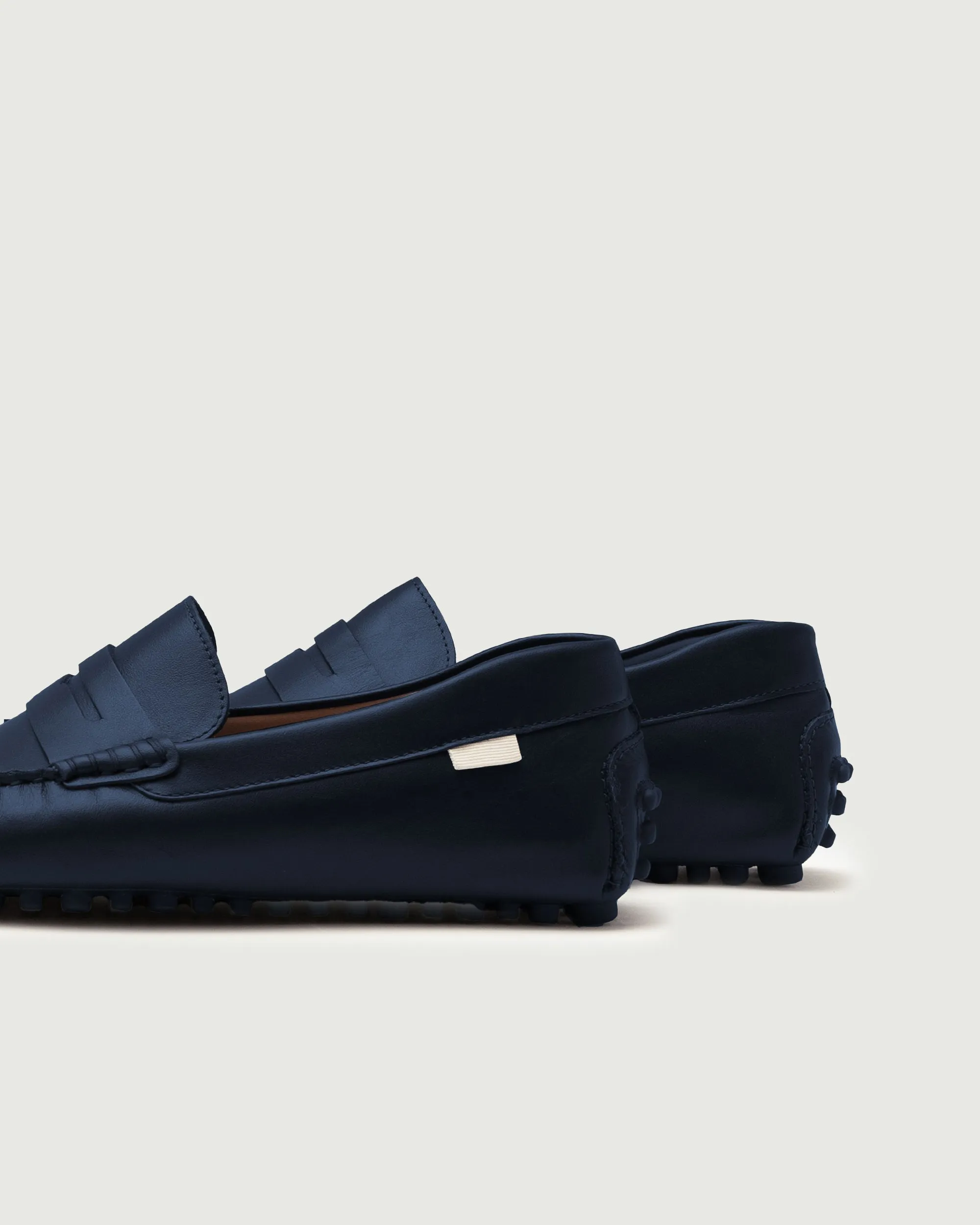 Driver | Navy Leather All-day Walking Shoes Wood Path