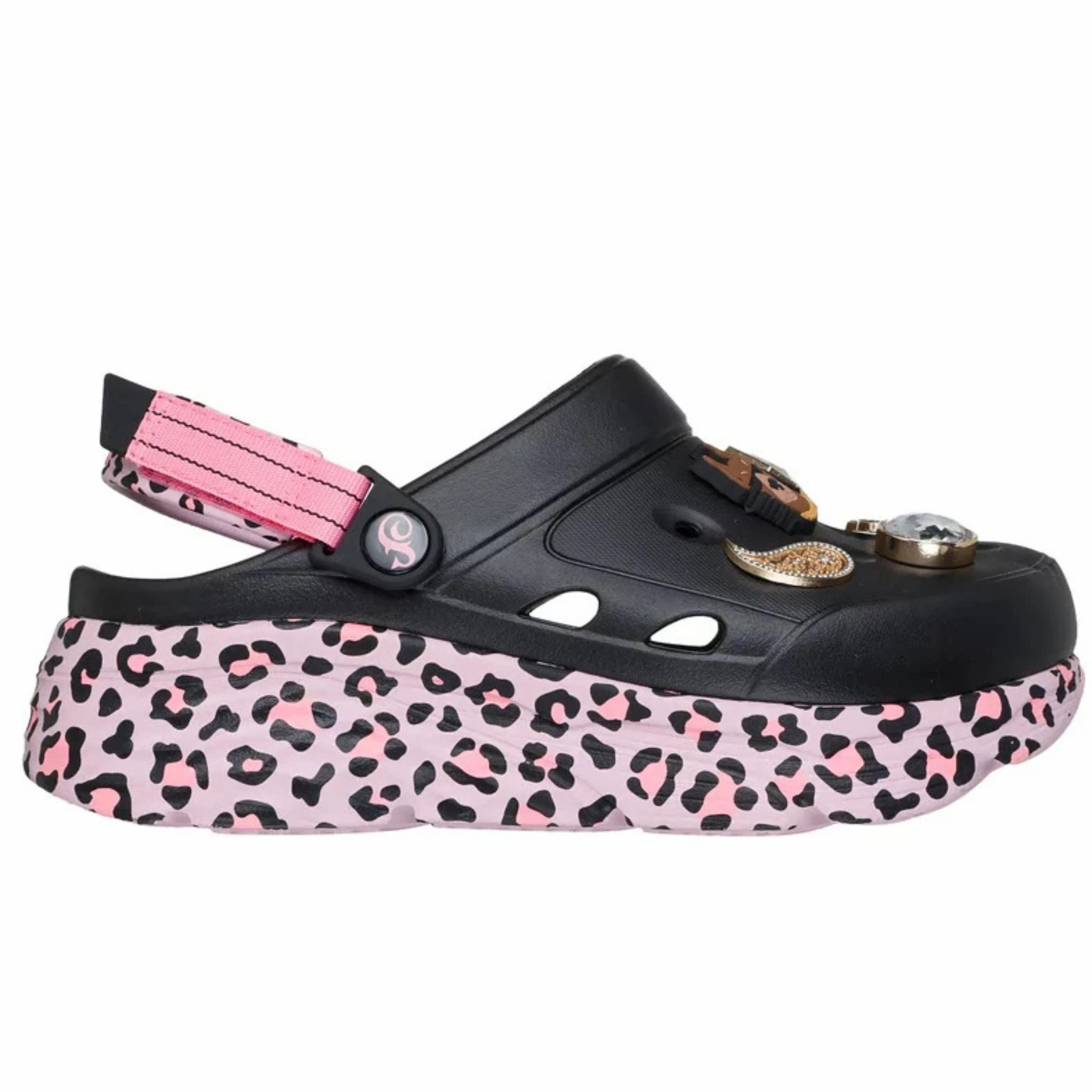 Non-Slip Sole Skechers Women's 186014 Snoop Dogg Foamies Purrfect Black Leopard Max Cushioning Clogs
