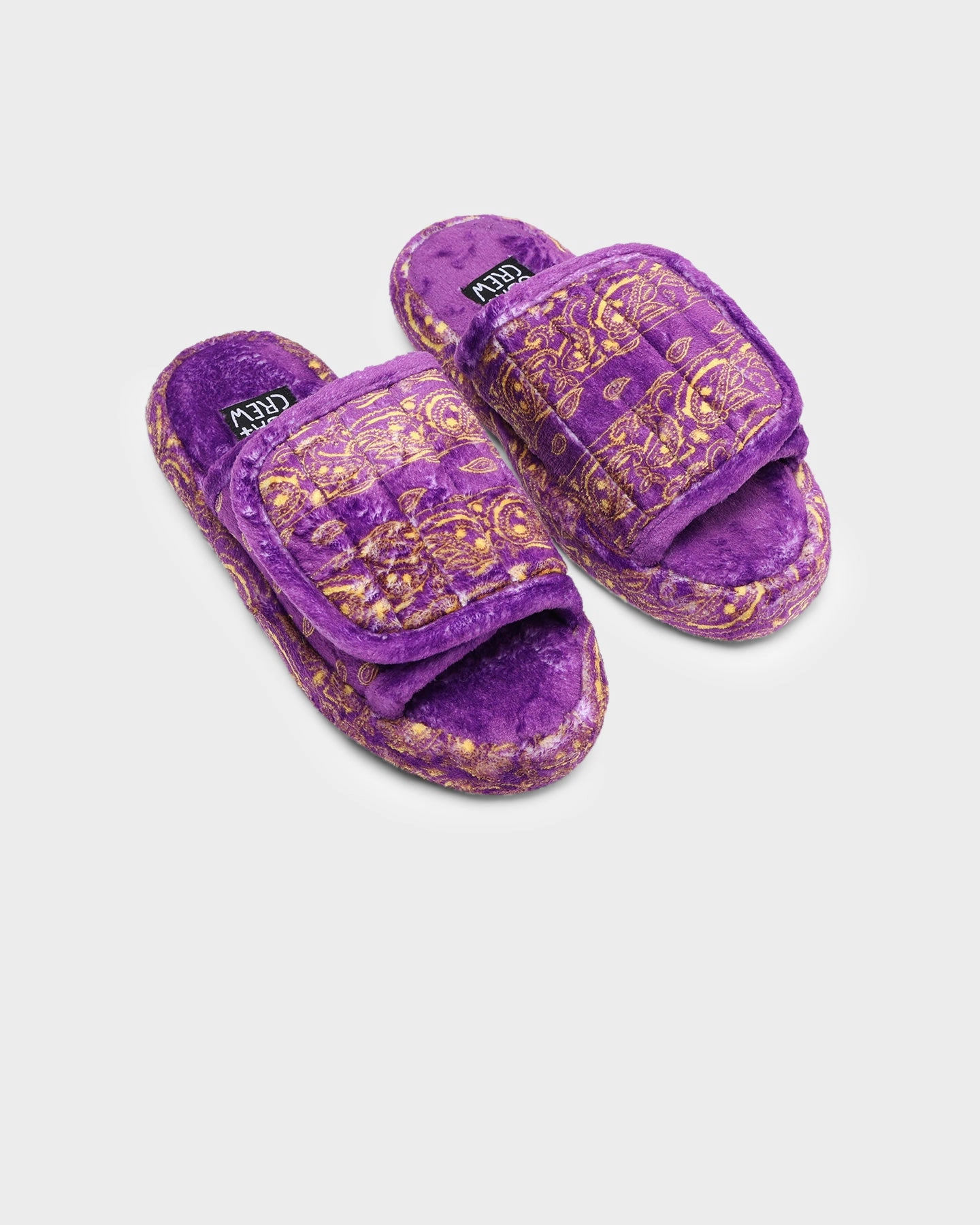 Goat Crew Velcro Paisley Bandana Slipper Purple/Yellow Sturdy breathability silhouette