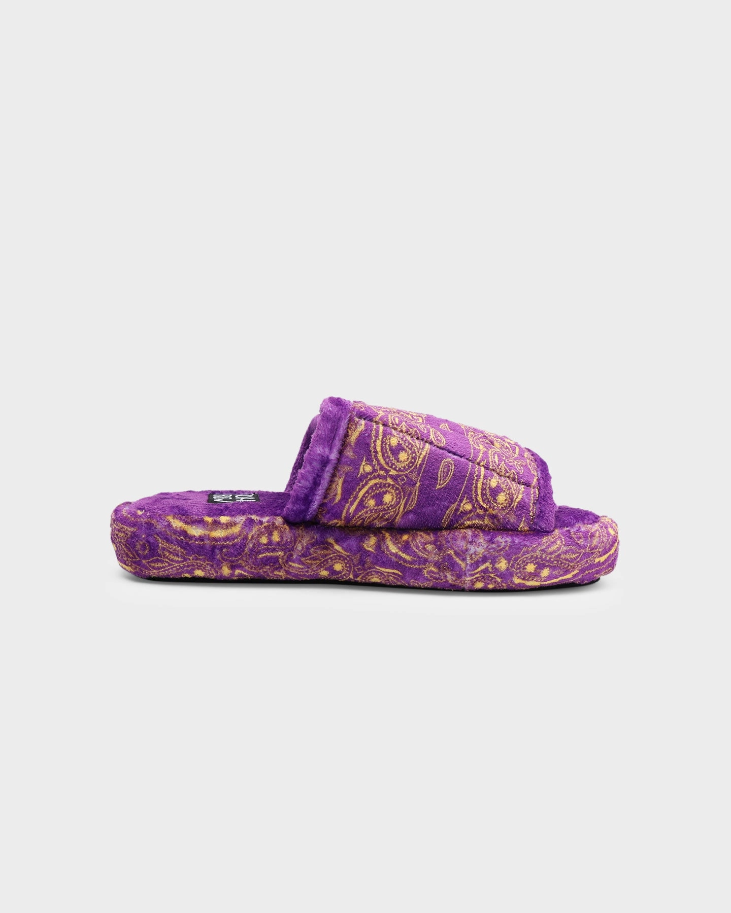 Elevated arch Goat Crew Velcro Paisley Bandana Slipper Purple/Yellow