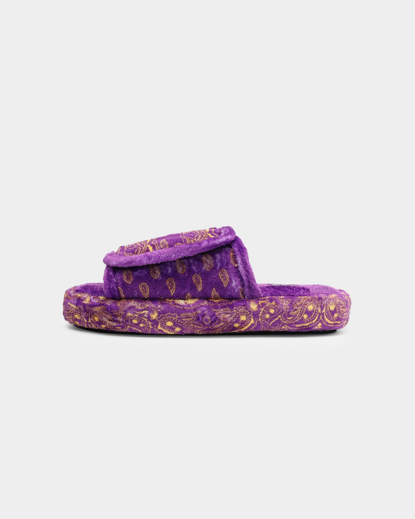 Traction Grip Technology Goat Crew Velcro Paisley Bandana Slipper Purple/Yellow