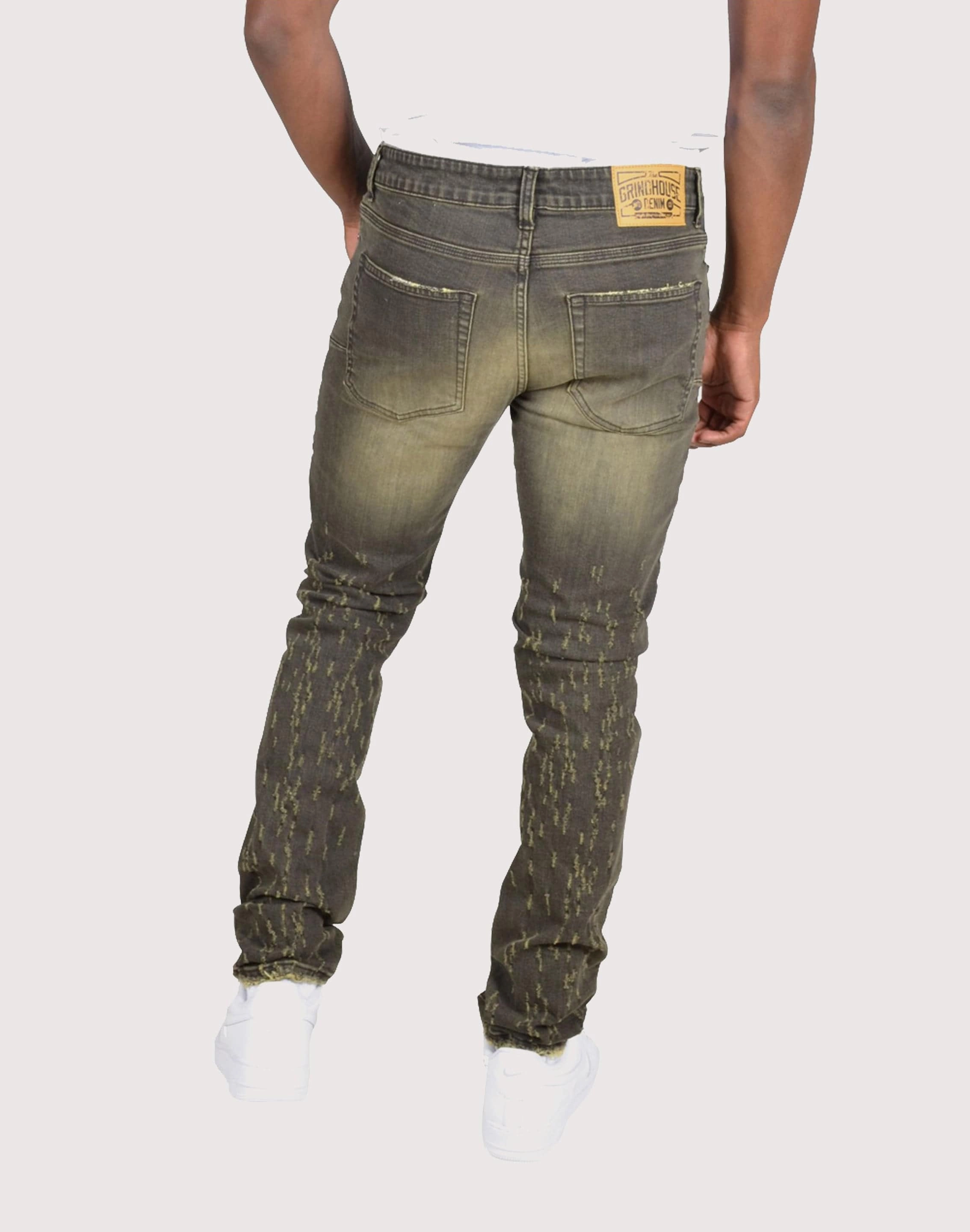 moisture - wicking Grindhouse Tinted Slim Scratched Denim Jeans