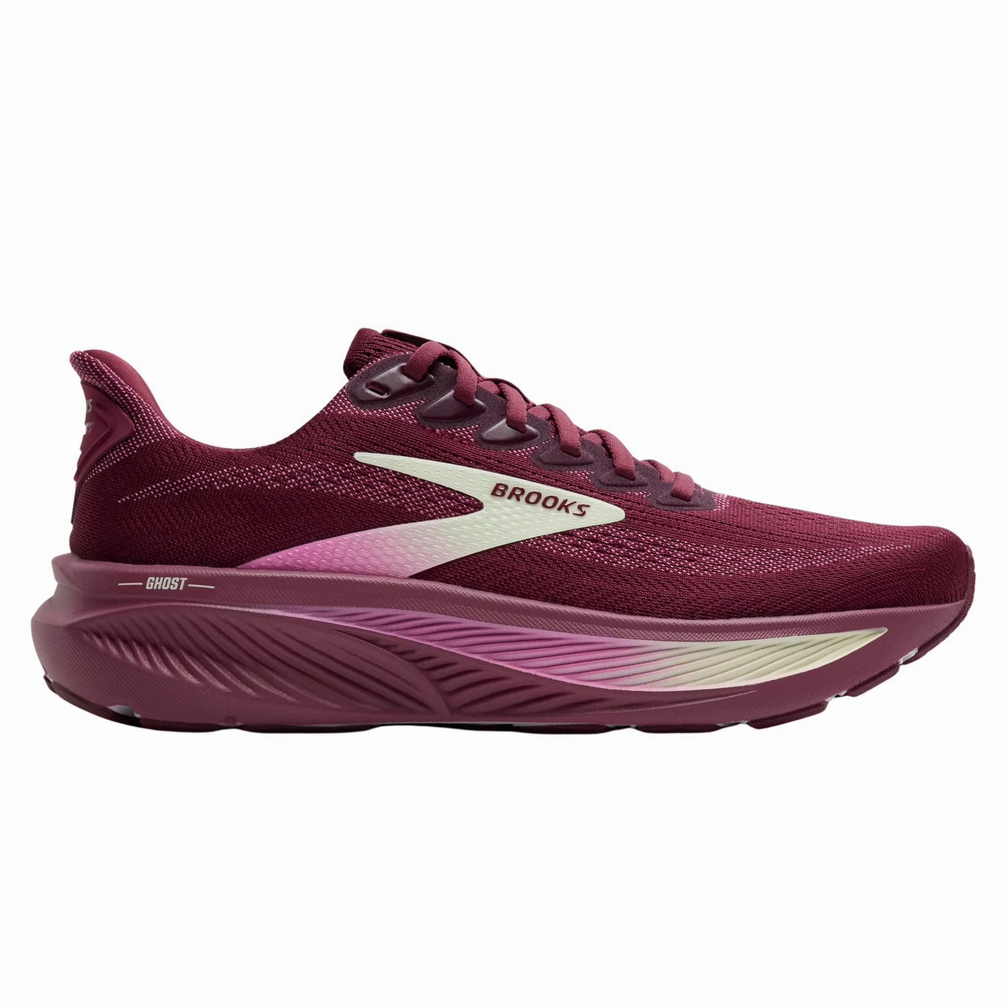 Classic Fit Brooks Women's 120431 581 Ghost 17 Burgundy Pink Green Neutral Cushion Running Shoes