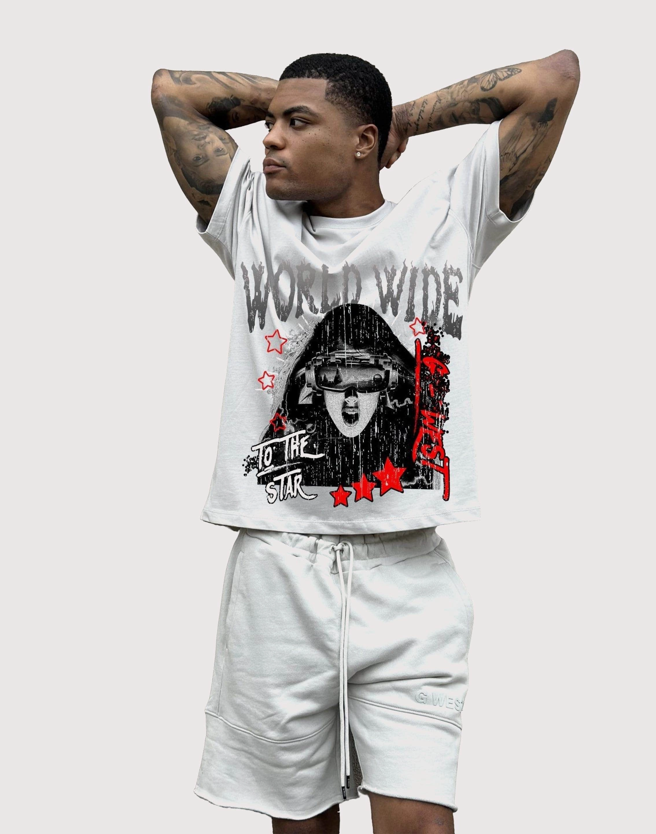 least durable GWEST Old World Wide Star White Tee