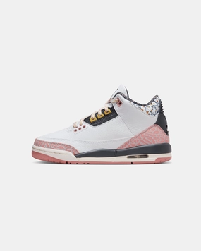 Jordan Kids' Air Jordan 3 Retro "Red Stardust" (GS) White/Anthracite Urban Touch Sneaker Comfort