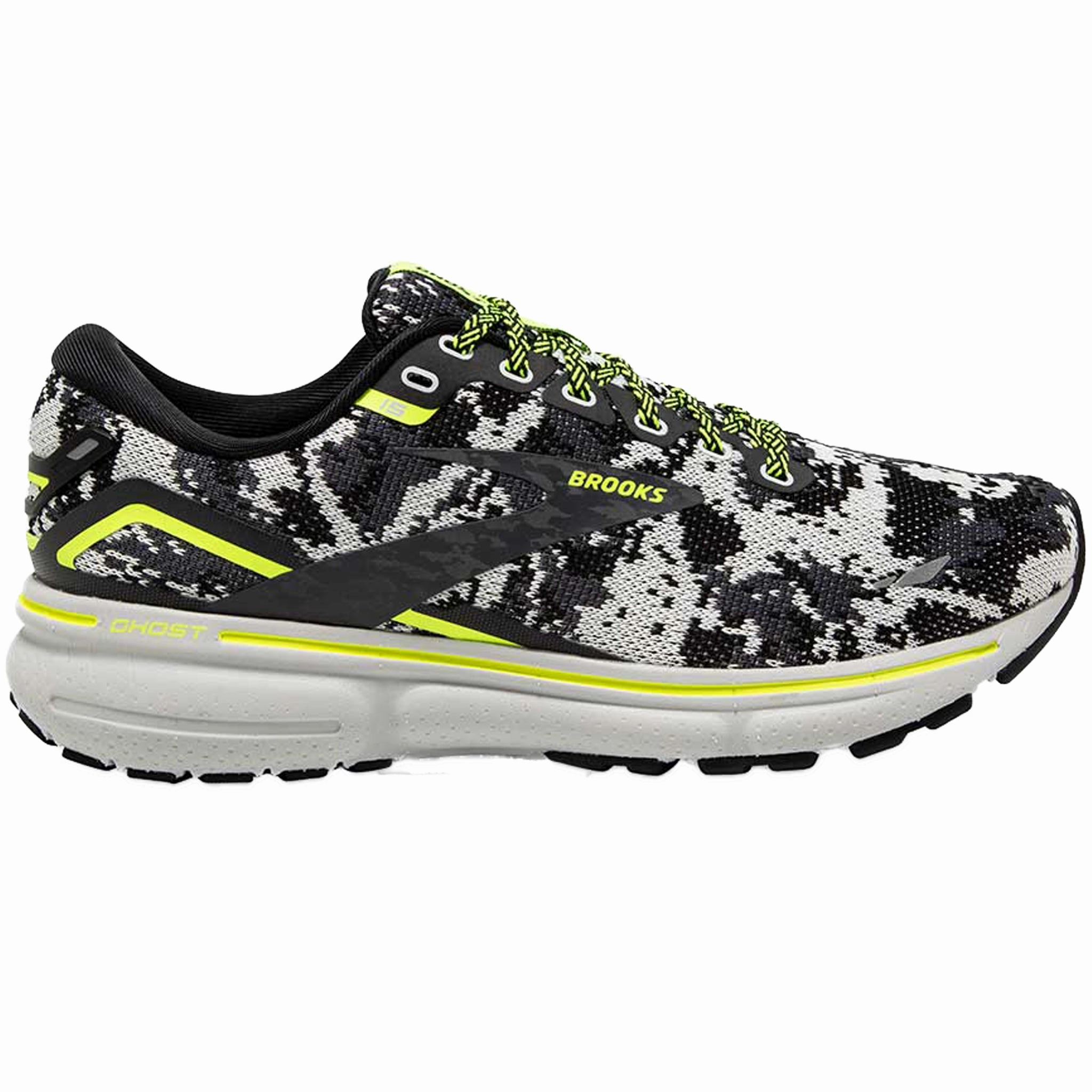 Brooks Men's 110393 029 Ghost 15 Black Ebony Nightlife Cushion Neutral Running Shoes PaddedTongue