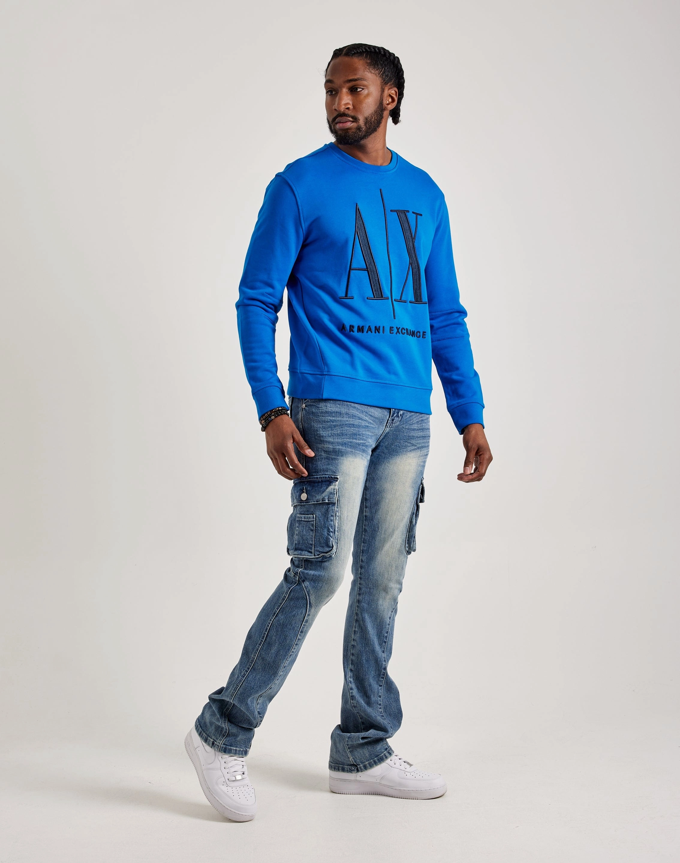 Horizontal Stability Bar golfers Armani Exchange Icon Logo Crewneck Sweatshirt