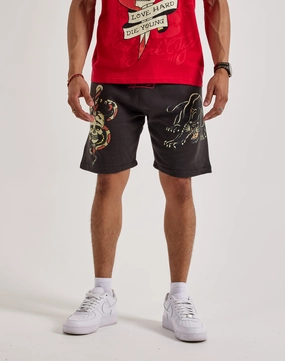 Ed Hardy Panther Skull Fleece Shorts Easy Wear