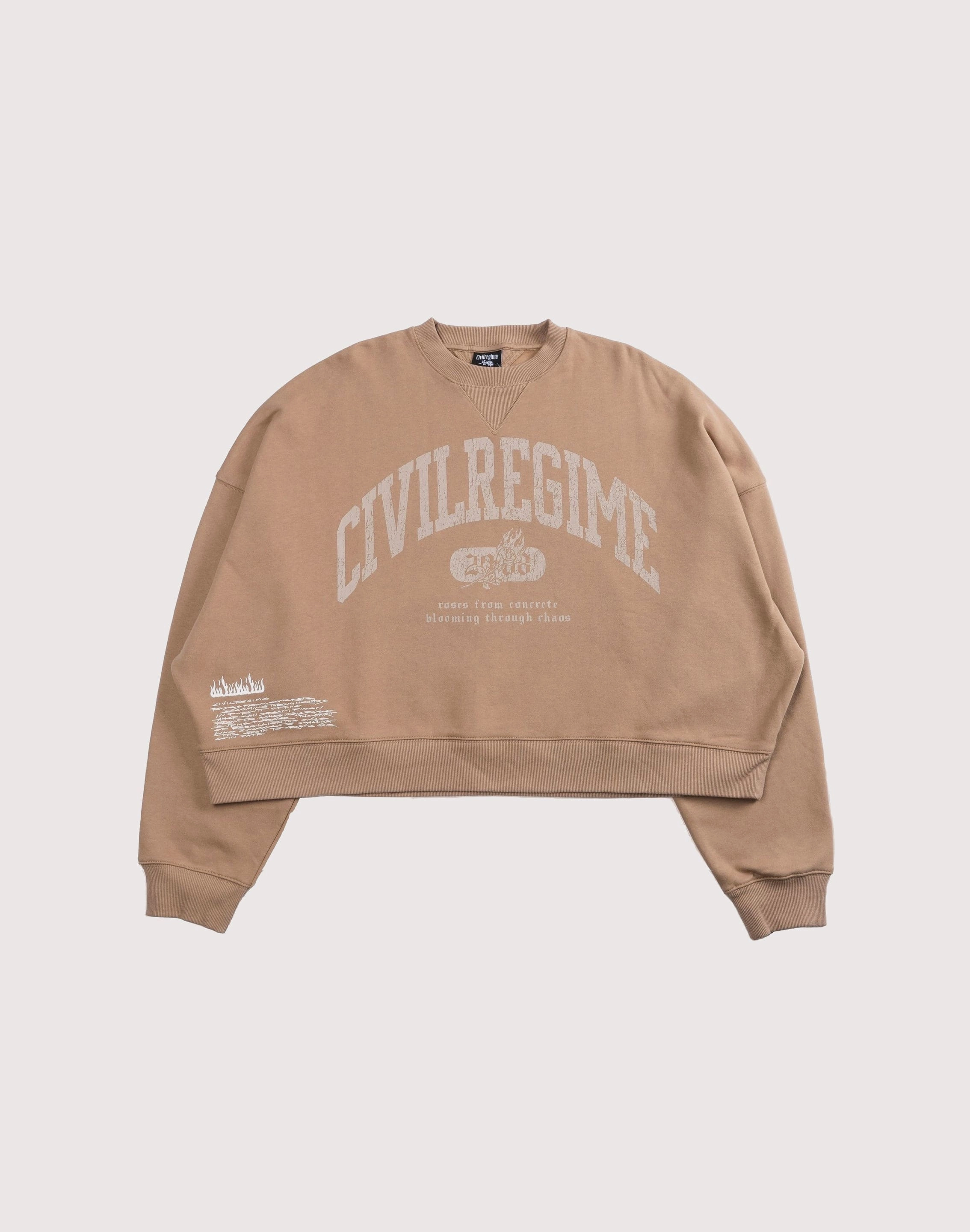 hand - washable CIVIL CLOTHING Rose Year Cropped Sand Crew