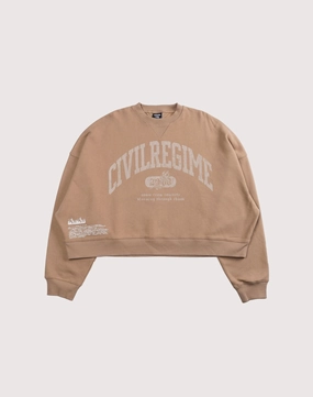 hand - washable CIVIL CLOTHING Rose Year Cropped Sand Crew