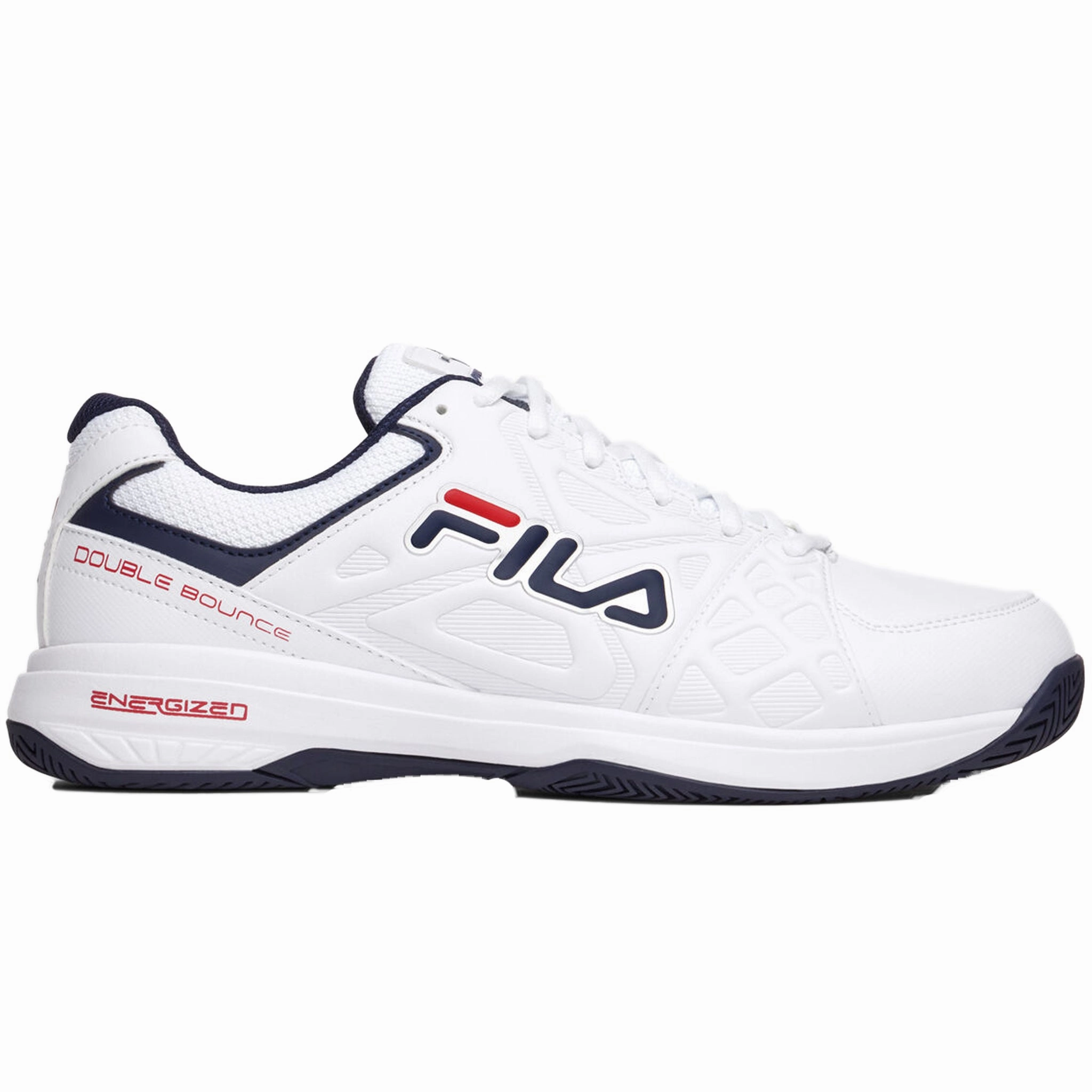 Quick Dry Lining Relaxed Motion Fila Men's 1PM00601 125 Double Bounce 3 White Navy Red Pickleball Shoes