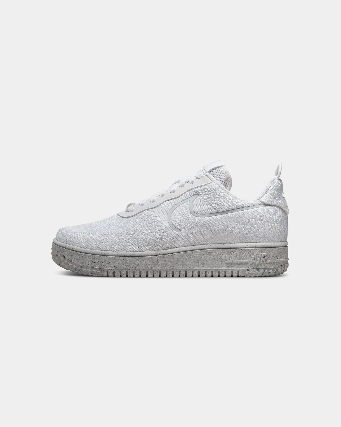Stacked Heel Recycled Rubber Nike Air Force 1 Crater Flyknit NN White/Summit White/Platinum Tint