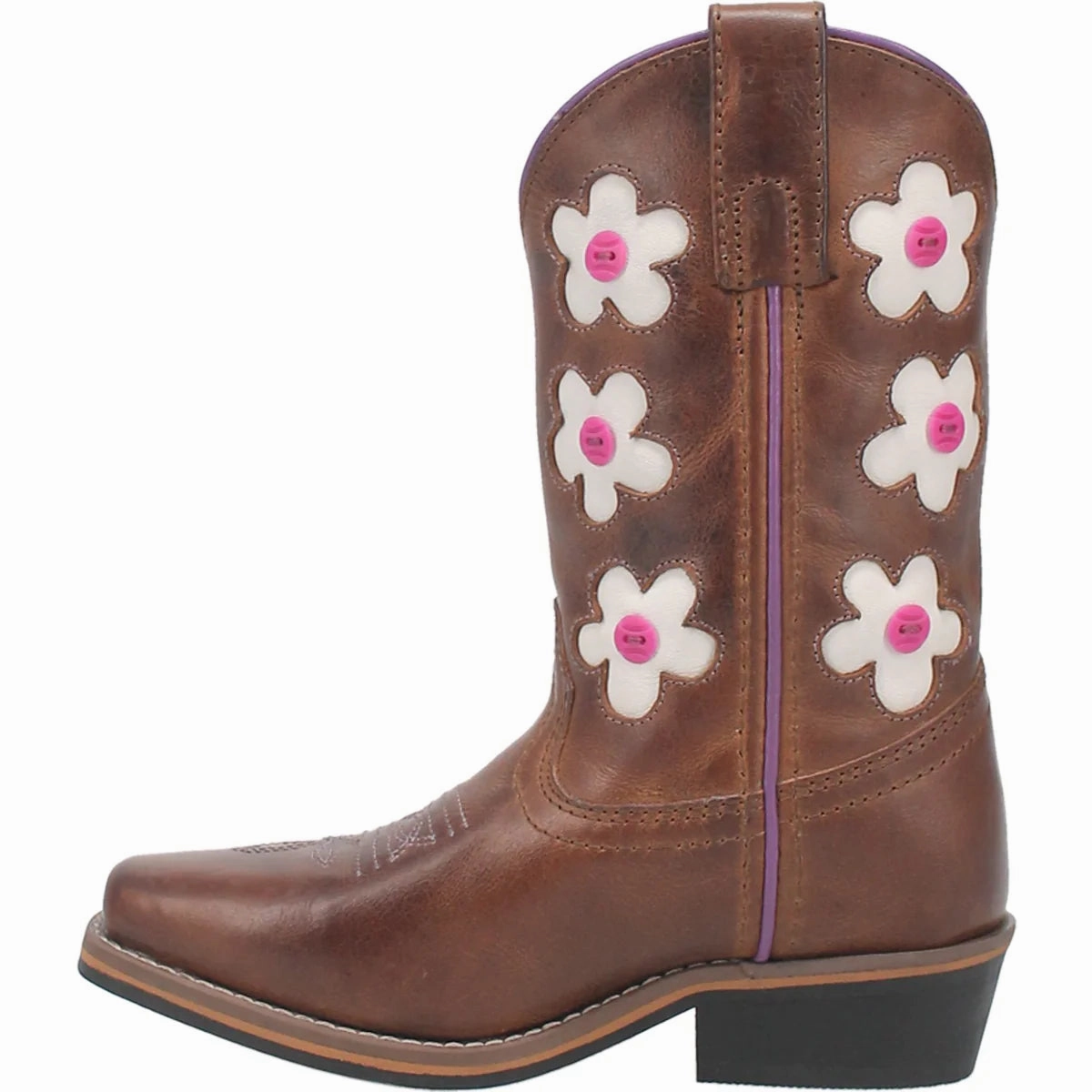 Dan Post Boots Kids Girls Giselle Floral Tooled Inlay Square Toe YOUTH DPC3903 Waterproof City Walking Bold Design