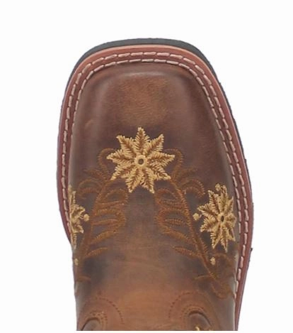 Clean Lines Easy Walk Dan Post Children's Gardenia Floral Honey Brown Leather Boots DPC2942