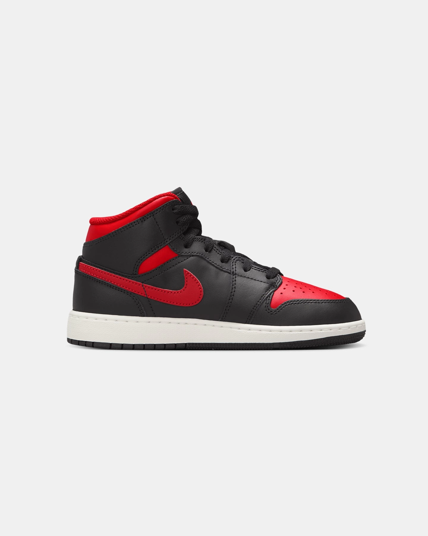 Jordan Kids' Air Jordan 1 Mid (GS) Black/Varsity Red Comfort Fit Design