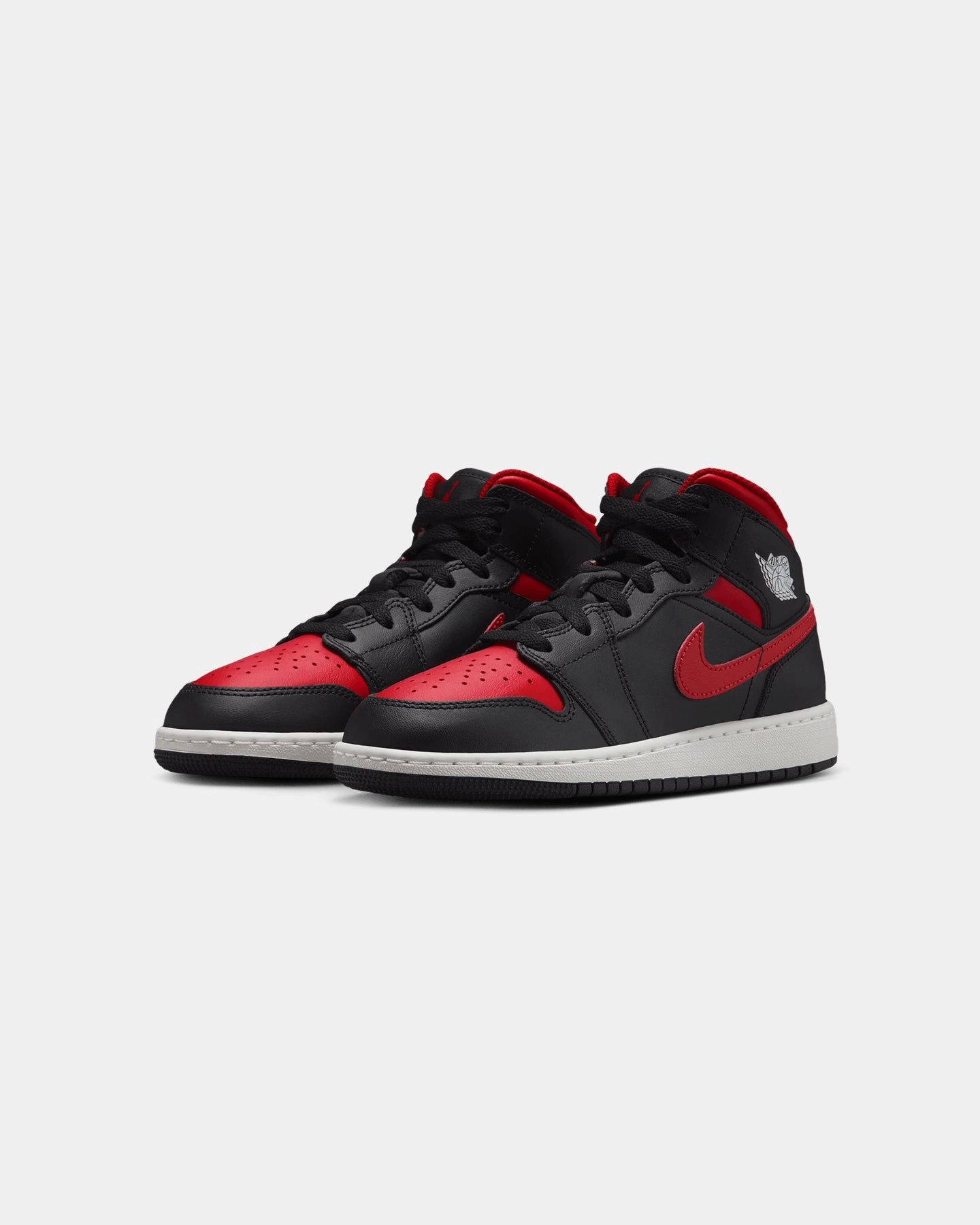 Reinforced Eyelets Gift Idea Jordan Kids' Air Jordan 1 Mid (GS) Black/Varsity Red