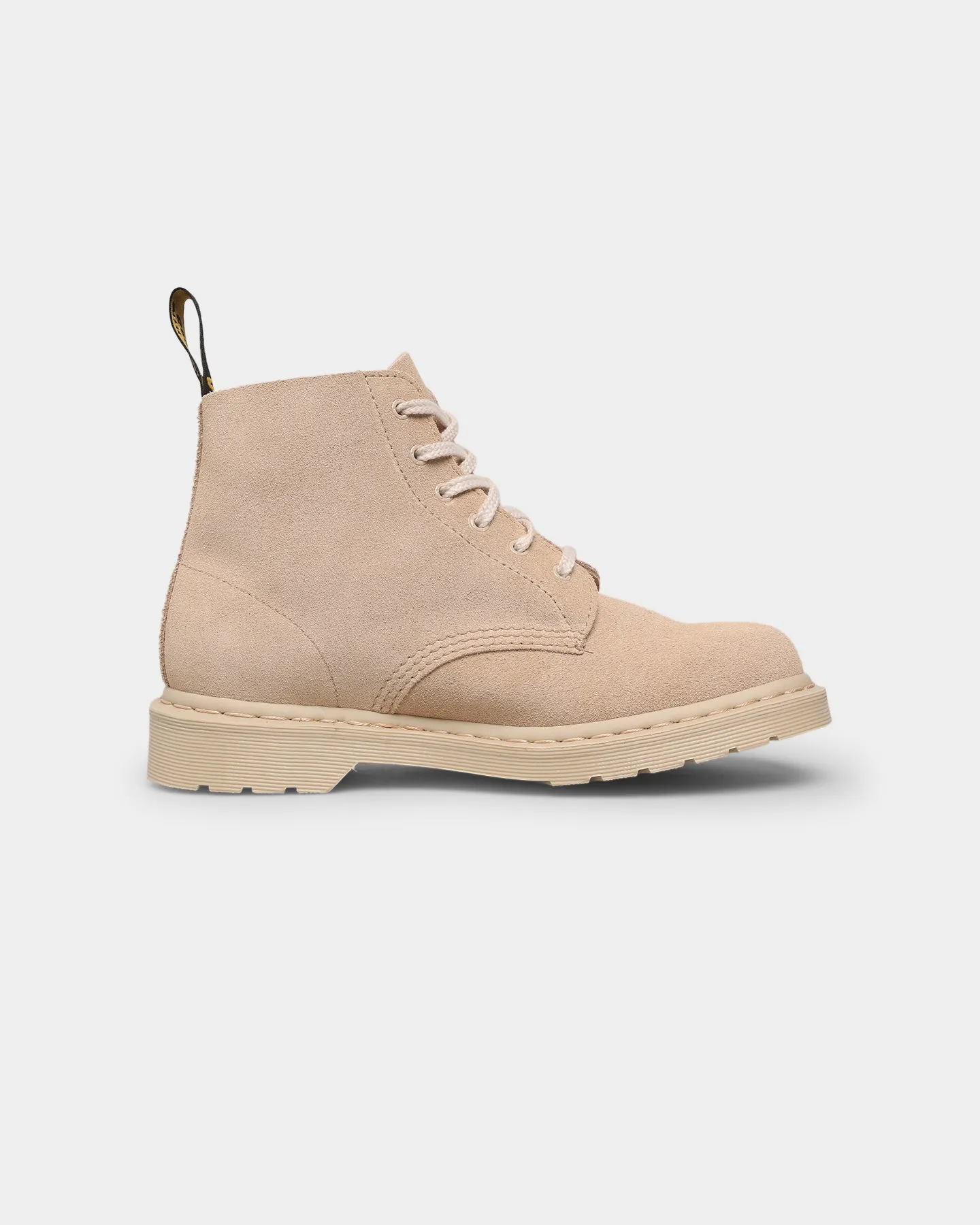 Dr. Martens 101 Mono 6 Eye Boot Sand E.H.Suede lace up closure