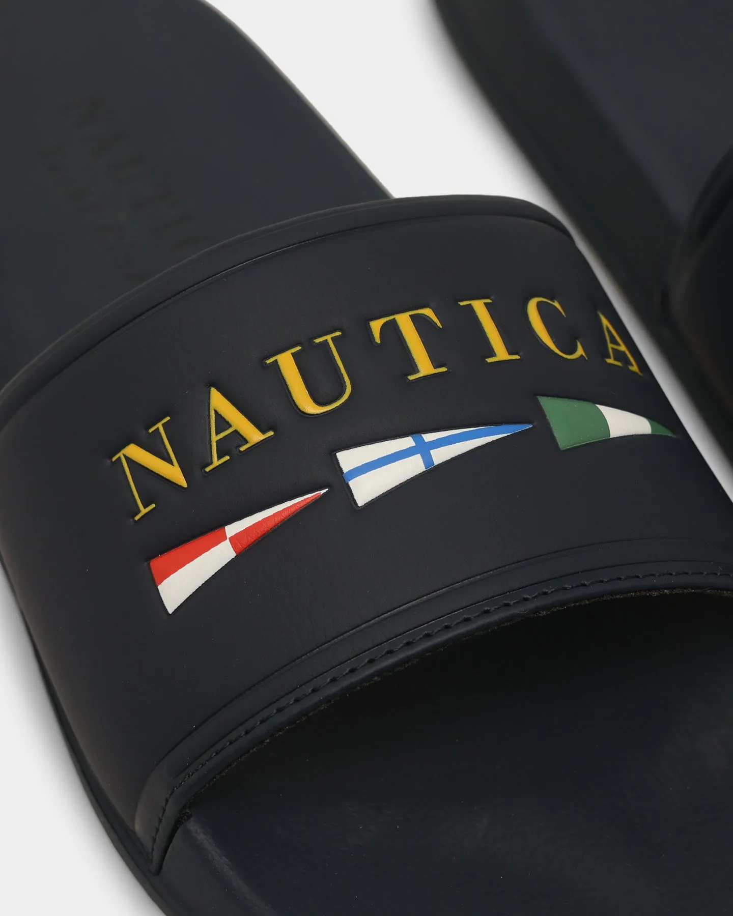 Nautica Yacht Club Emporium Slide Navy Handcrafted Stitching Details