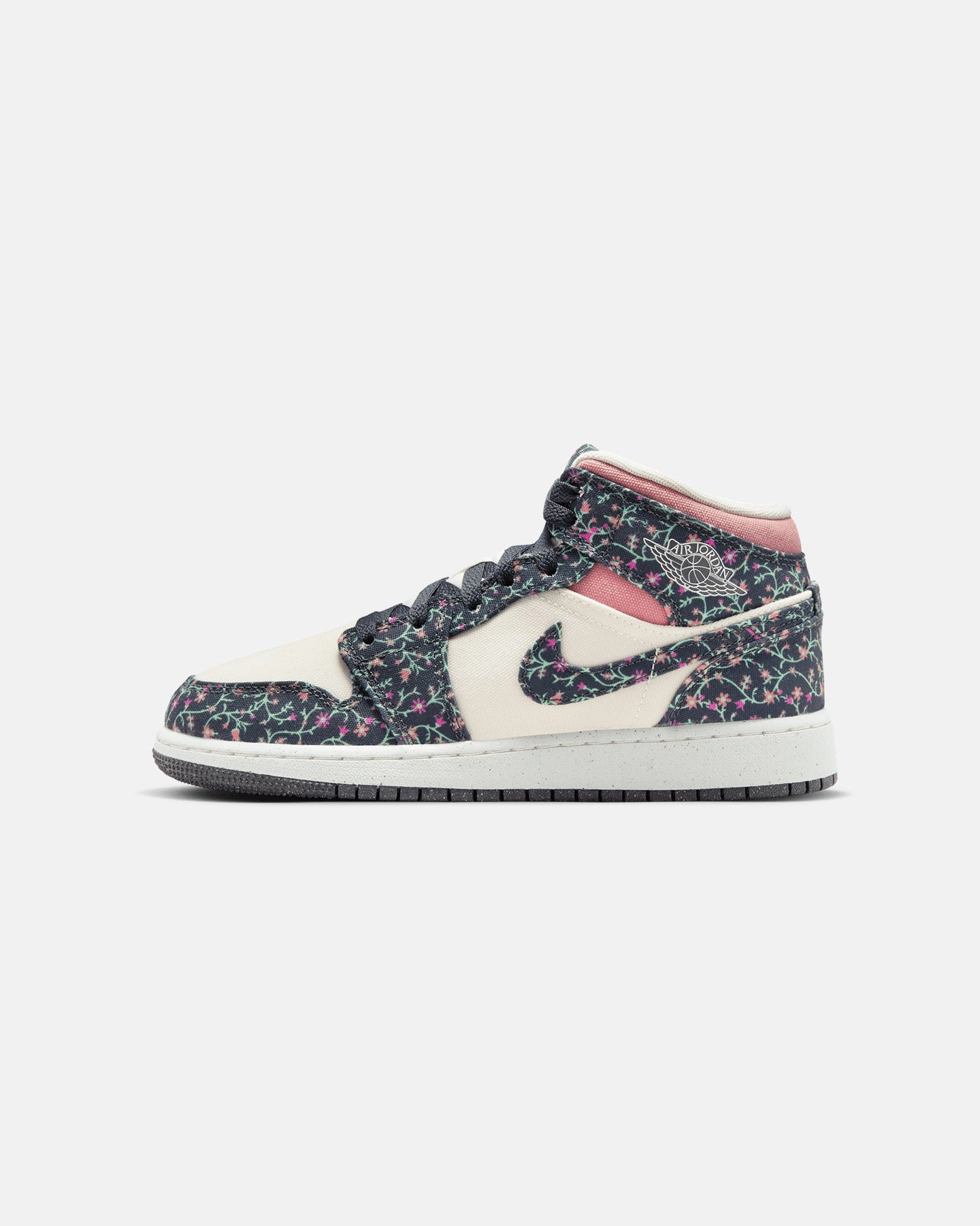 Urban Athletic simple design Jordan Kids' Air Jordan 1 Mid SE "Floral" (GS) Anthracite